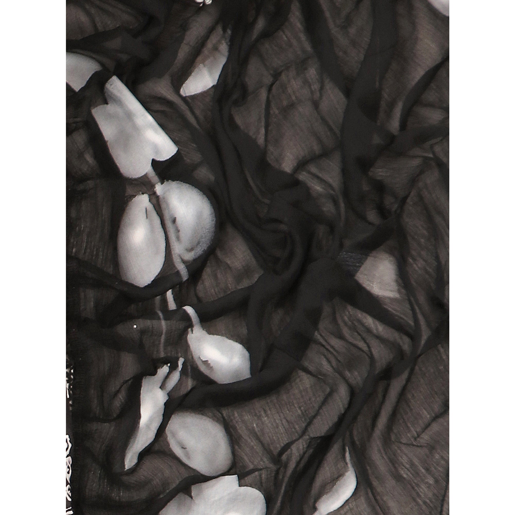 Black Printed With Embroidery Pure Cotton Dress Material