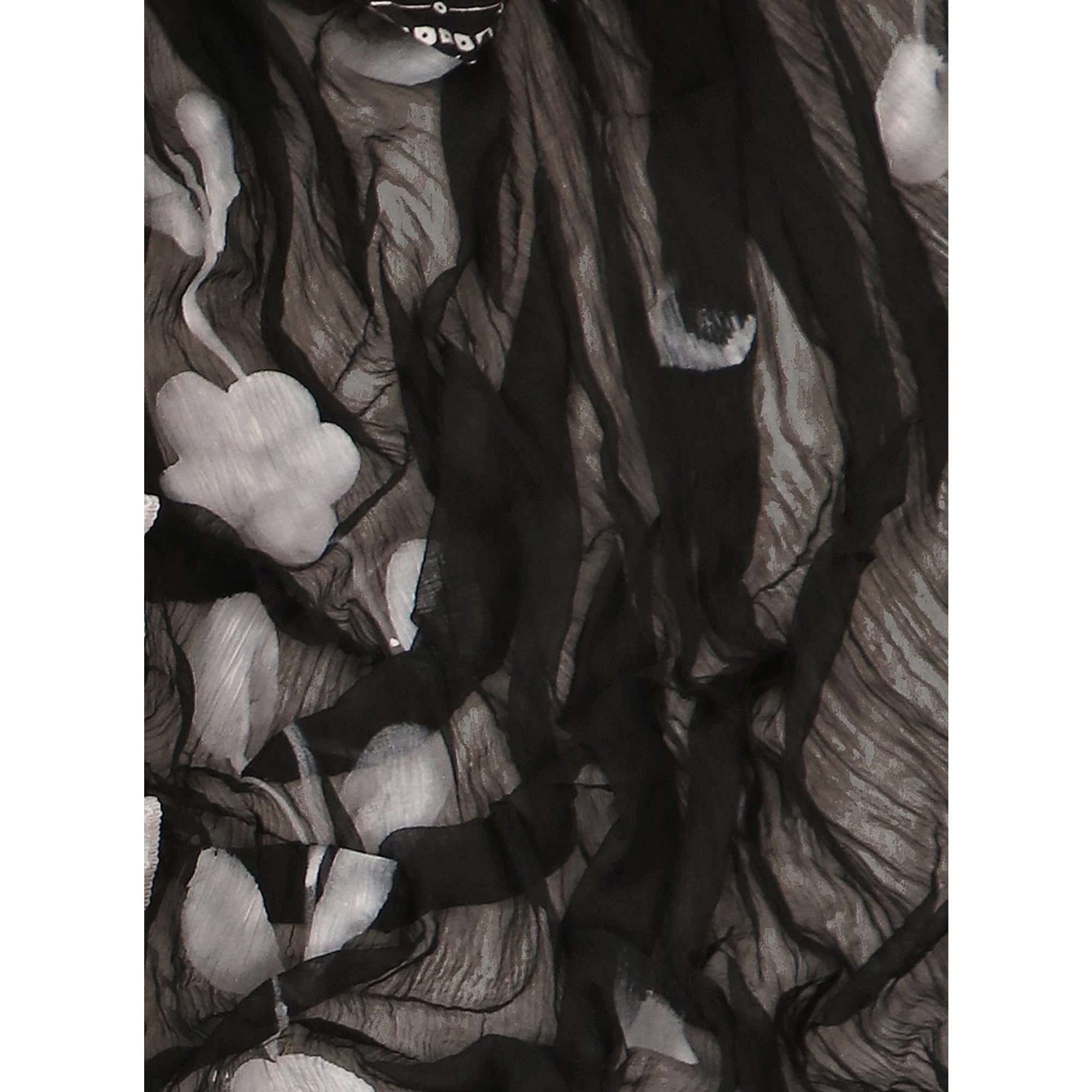 Black Printed With Embroidery Pure Cotton Dress Material