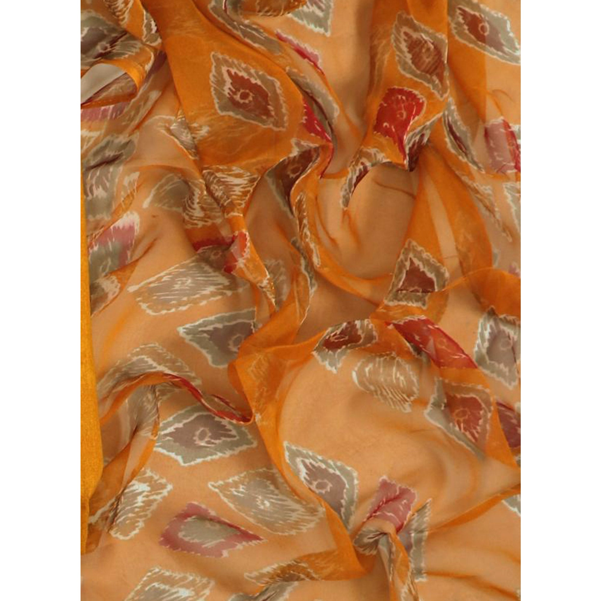 Mustard Floral Sequins Embroidered Pure Cotton Dress Material