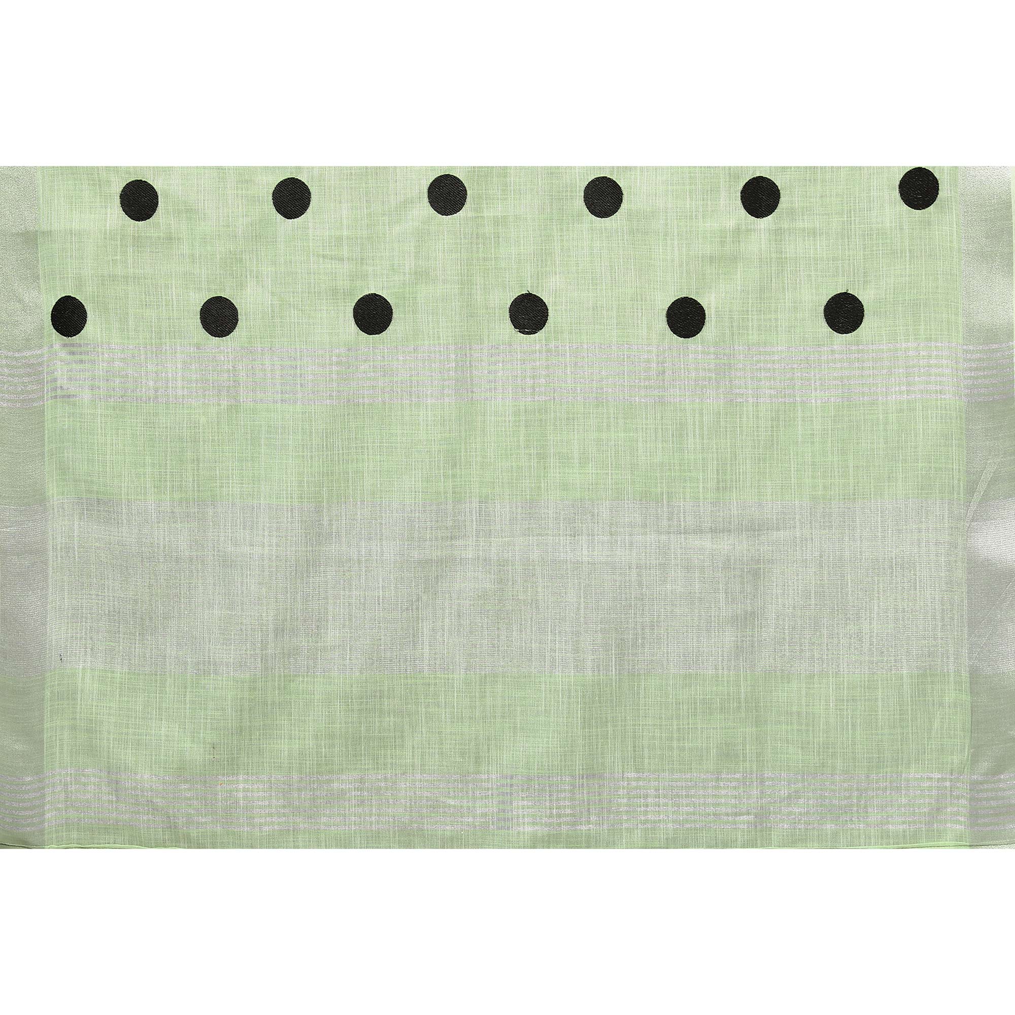 Light Green Embroidered Linen Cotton Saree With Zari Border