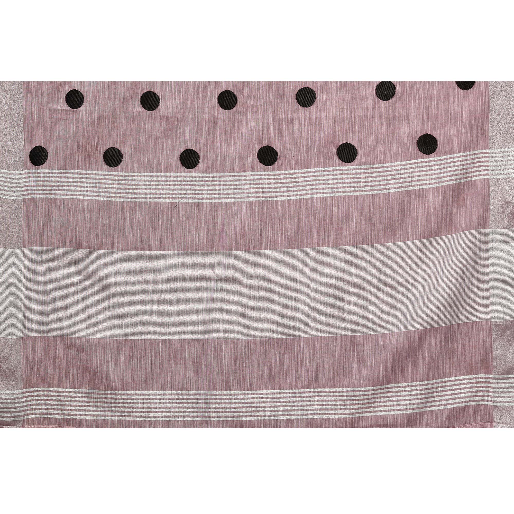 Mauve Embroidered Linen Cotton Saree With Zari Border