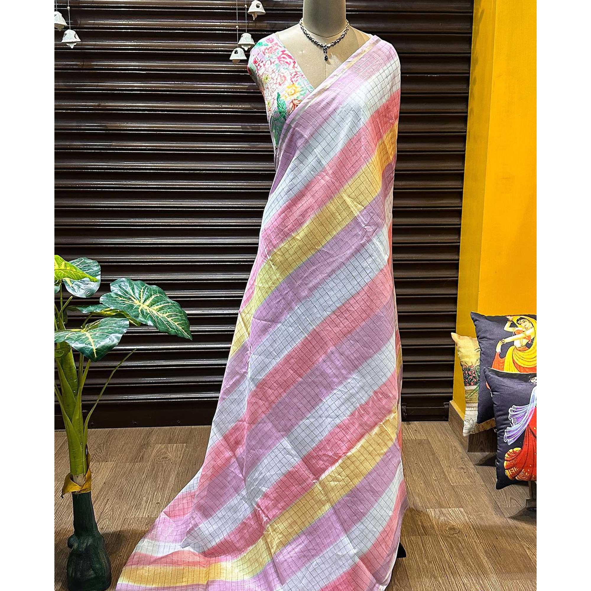 Purple Weaving Chanderi Saree