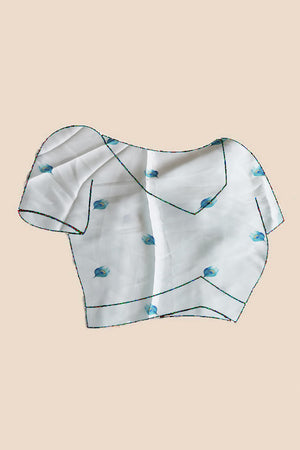 Blue & White Designer Freehand Ombre Saree In Satin Georgette With Striking Digital Print
