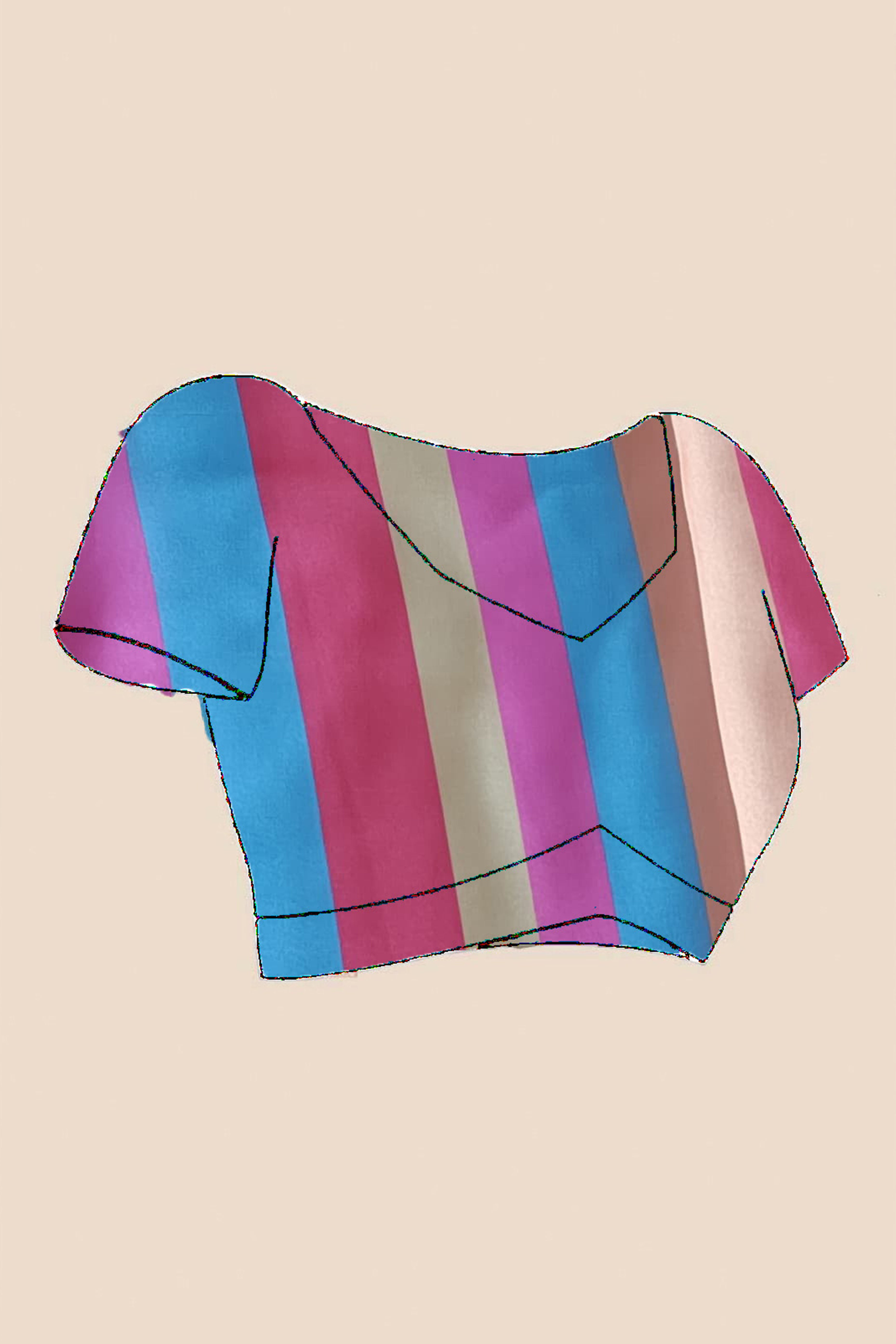 Pink Designer Freehand Saree In Satin Georgette With Striking Digital Print