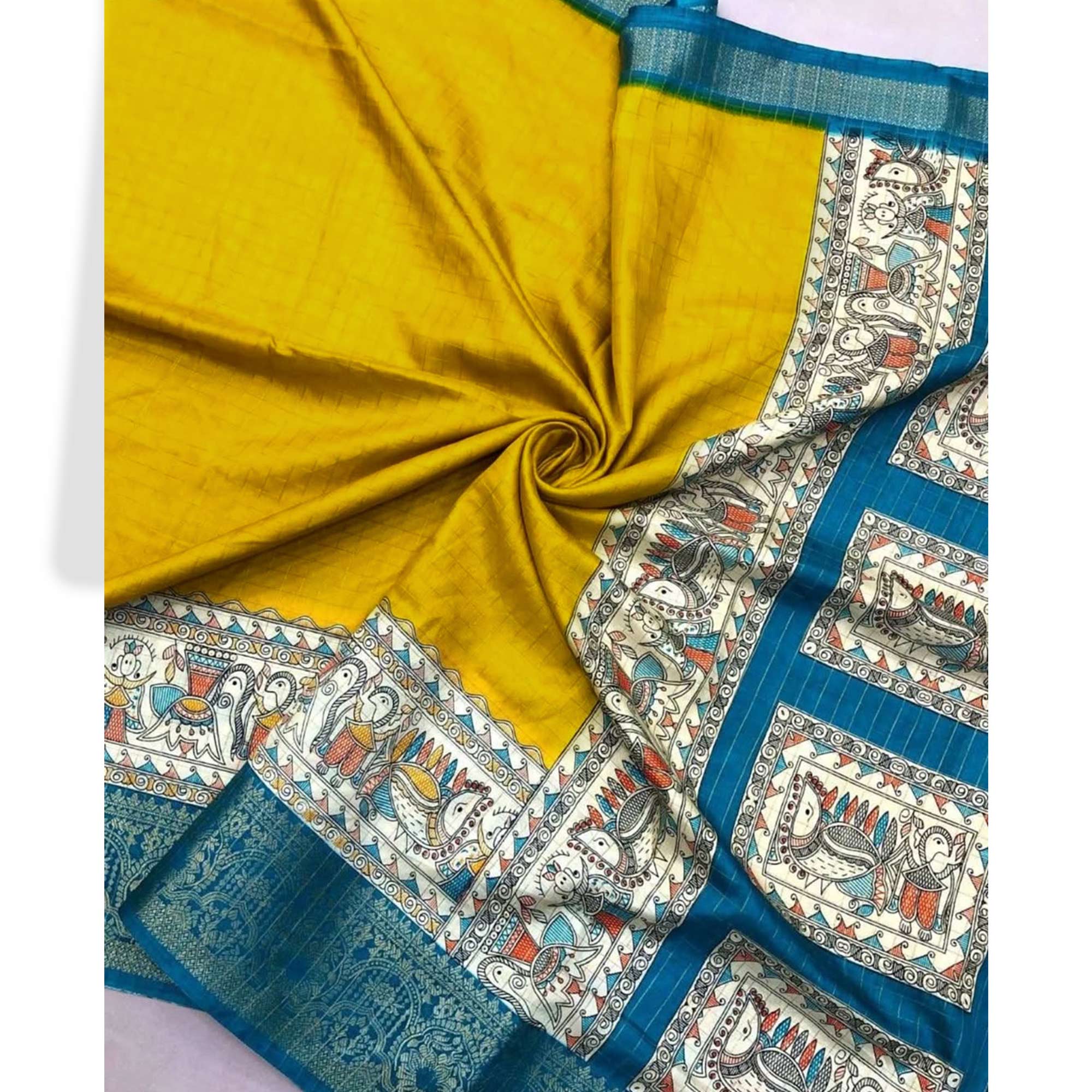 Yellow Weaving Dola Silk Saree With Zari Border