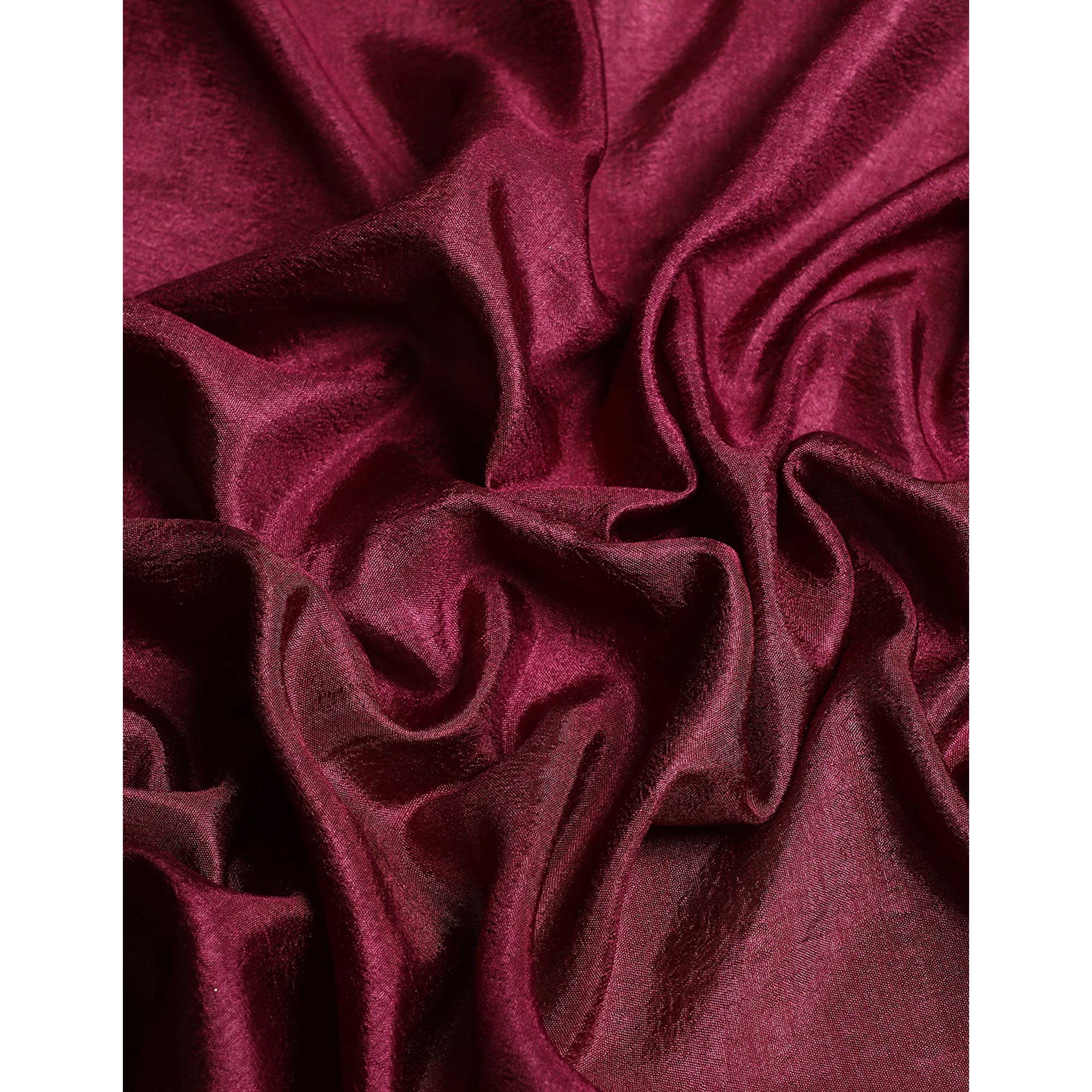 Wine Swarovski Work Vichitra Silk Saree With Fancy Border