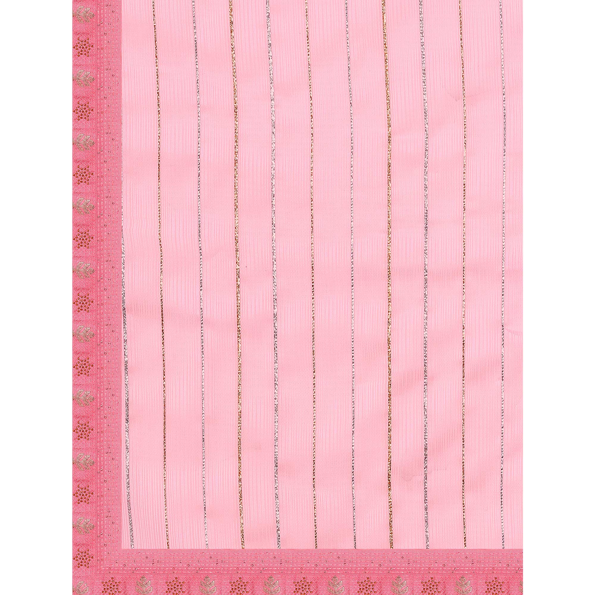 Baby Pink Zari Work Chiffon Saree
