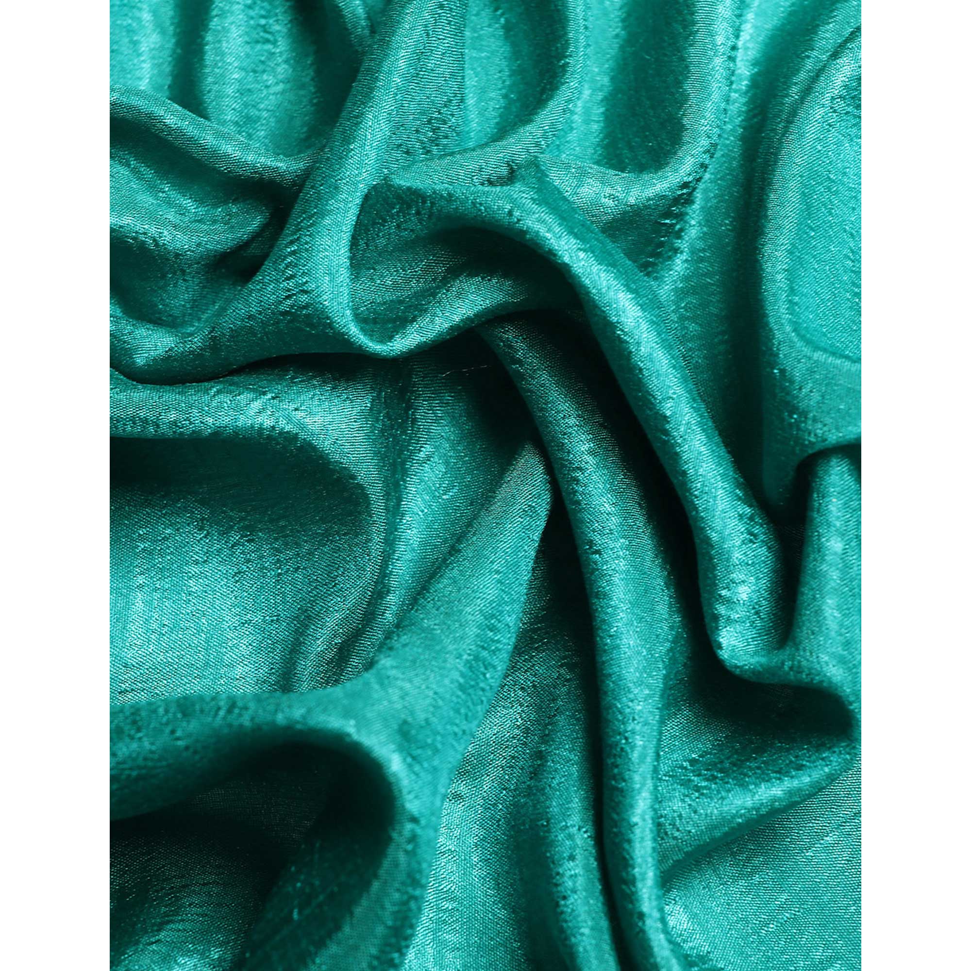 Rama Blue Solid Vichitra Silk Saree With Fancy Zari Border