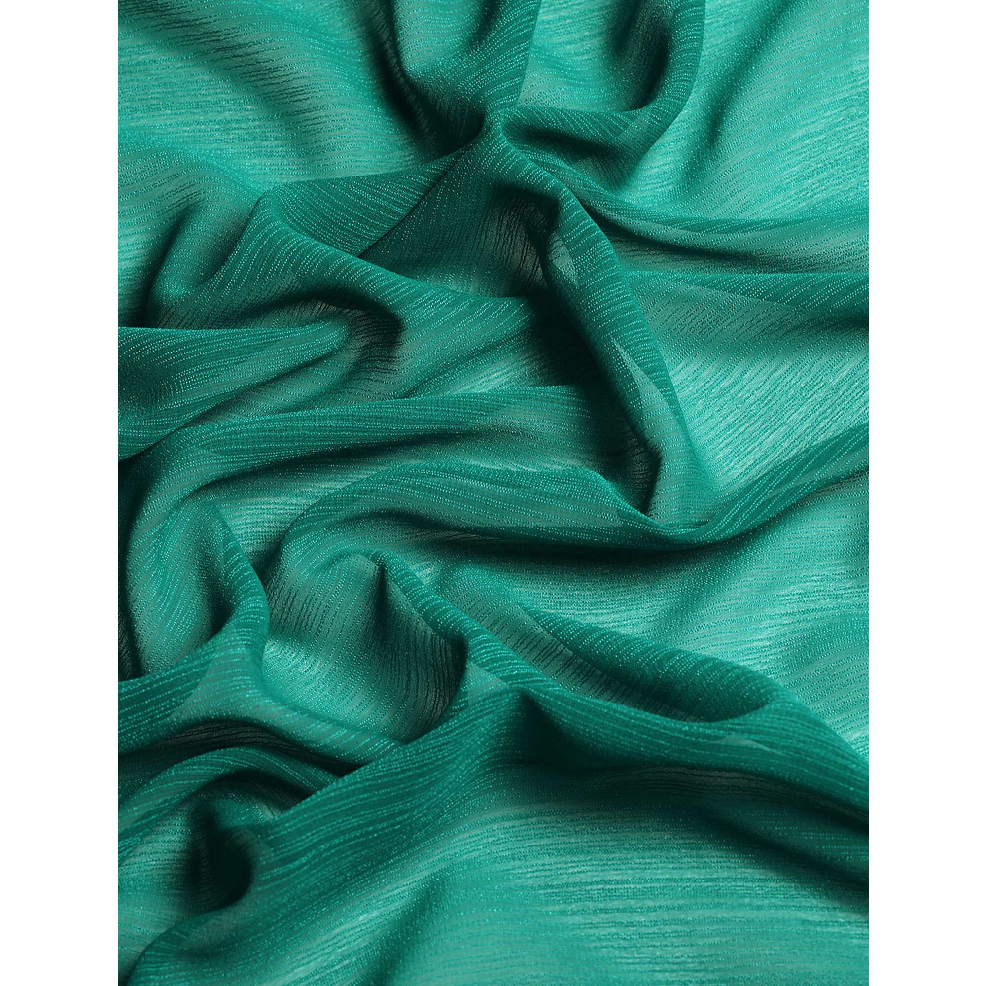 Rama Blue Swarovski Work Chiffon Saree With Zari Border