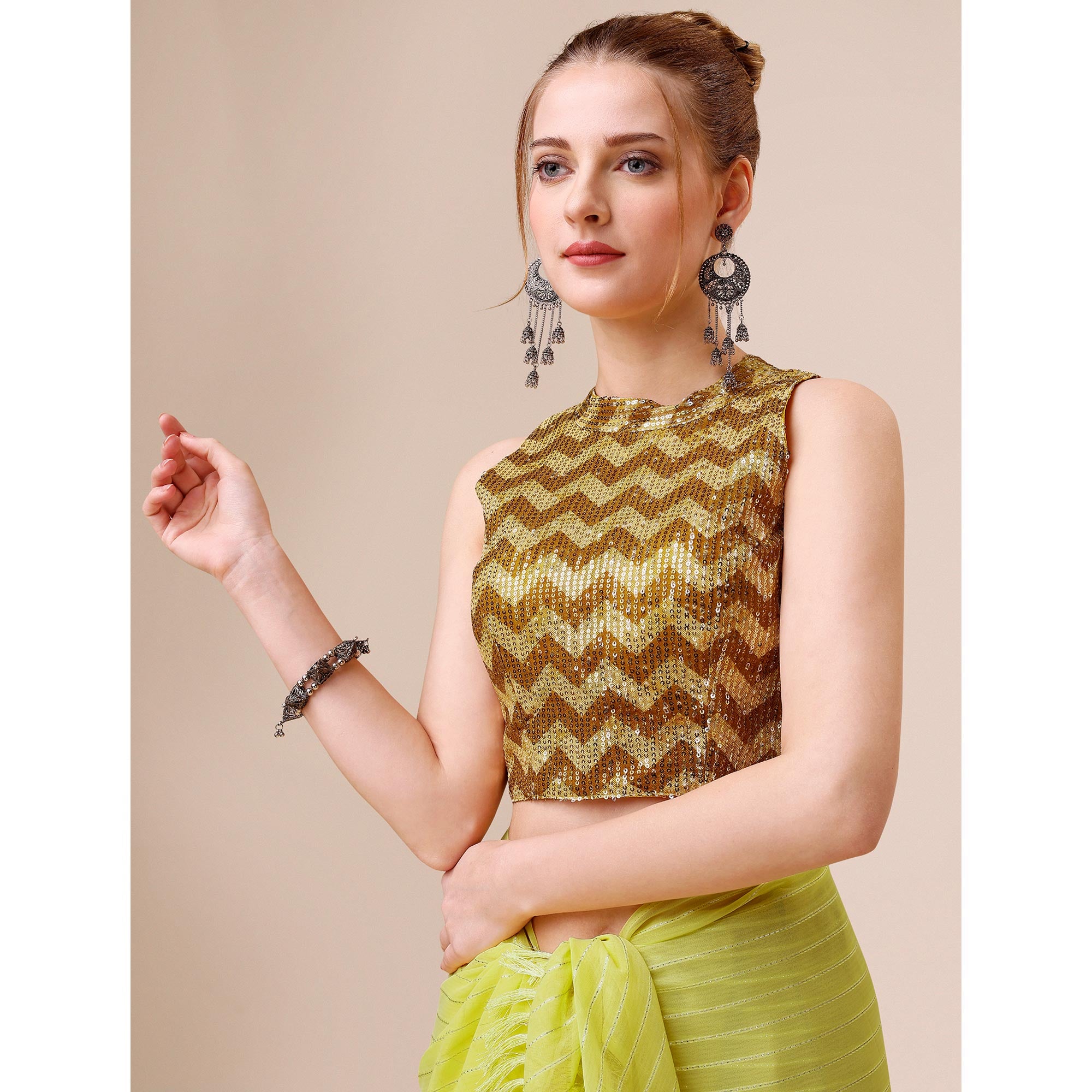 Green Embroidered Georgette Saree