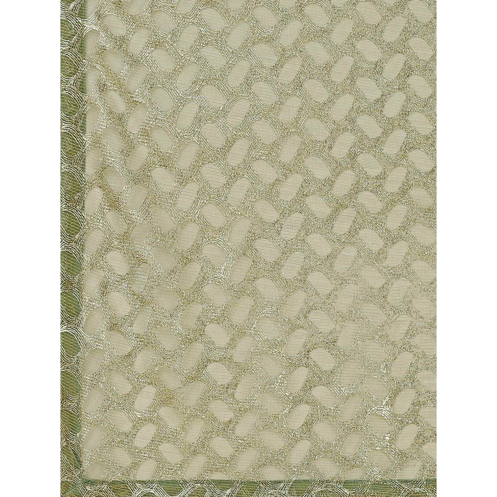 Light Green Foil Printed Lycra Saree