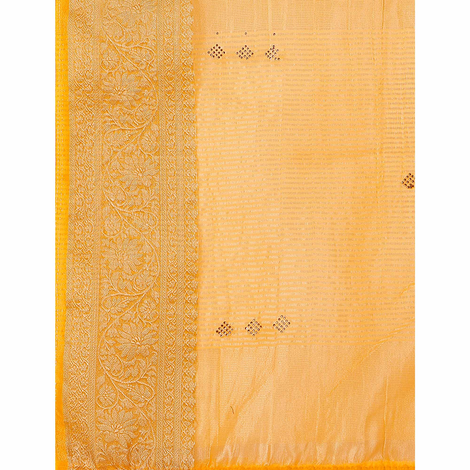 Yellow Floral Embroidered Organza Saree