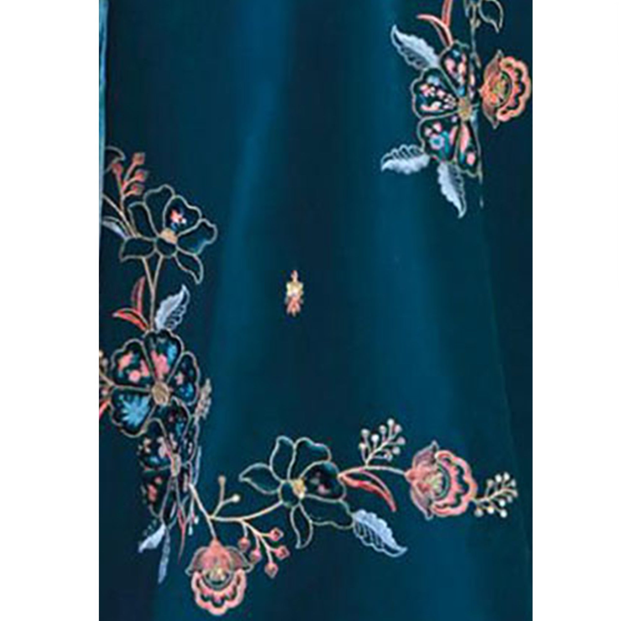 Teal Floral Handwork Embroidered Viscose Salwar Suit