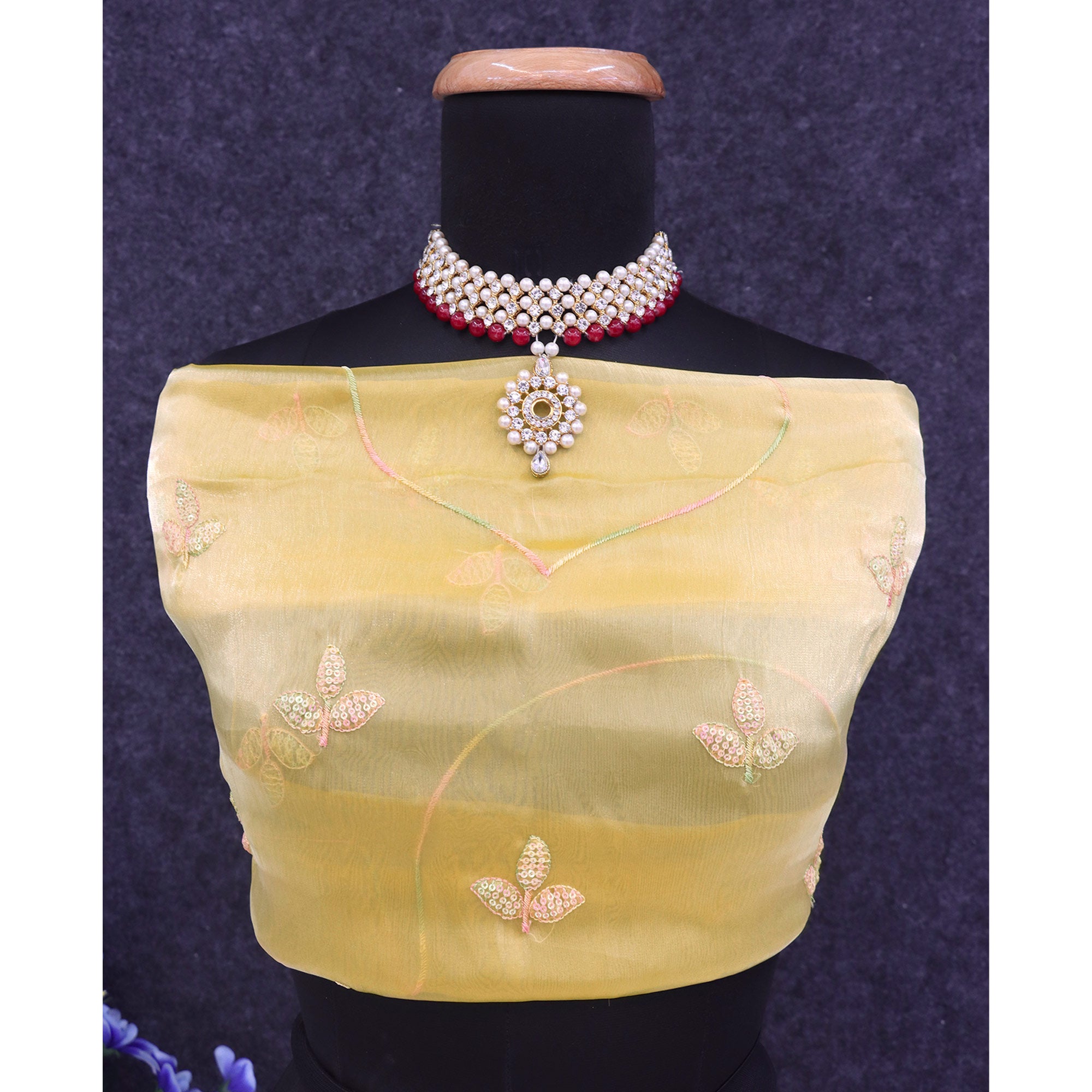 Yellow Sequins Embroidered Chiffon Saree