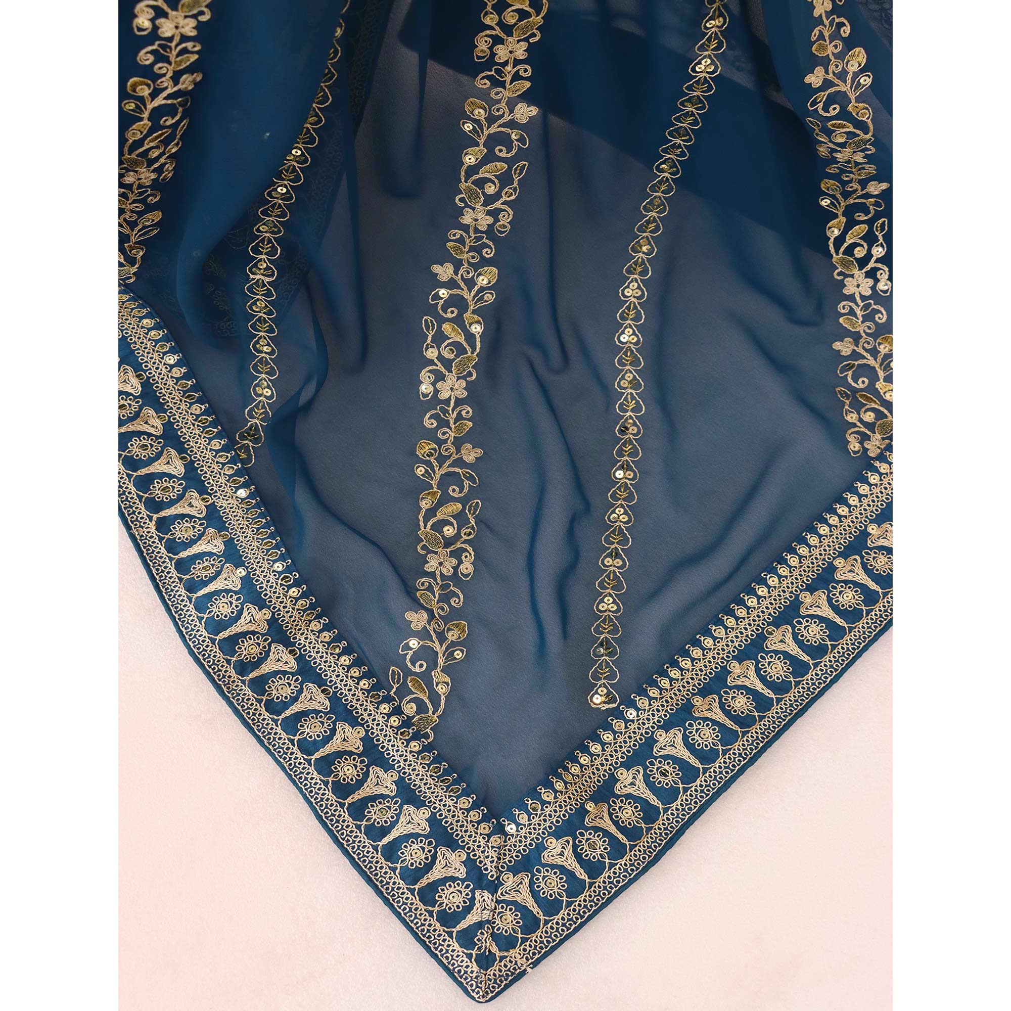 Blue Sequins Embroidered Georgette Saree