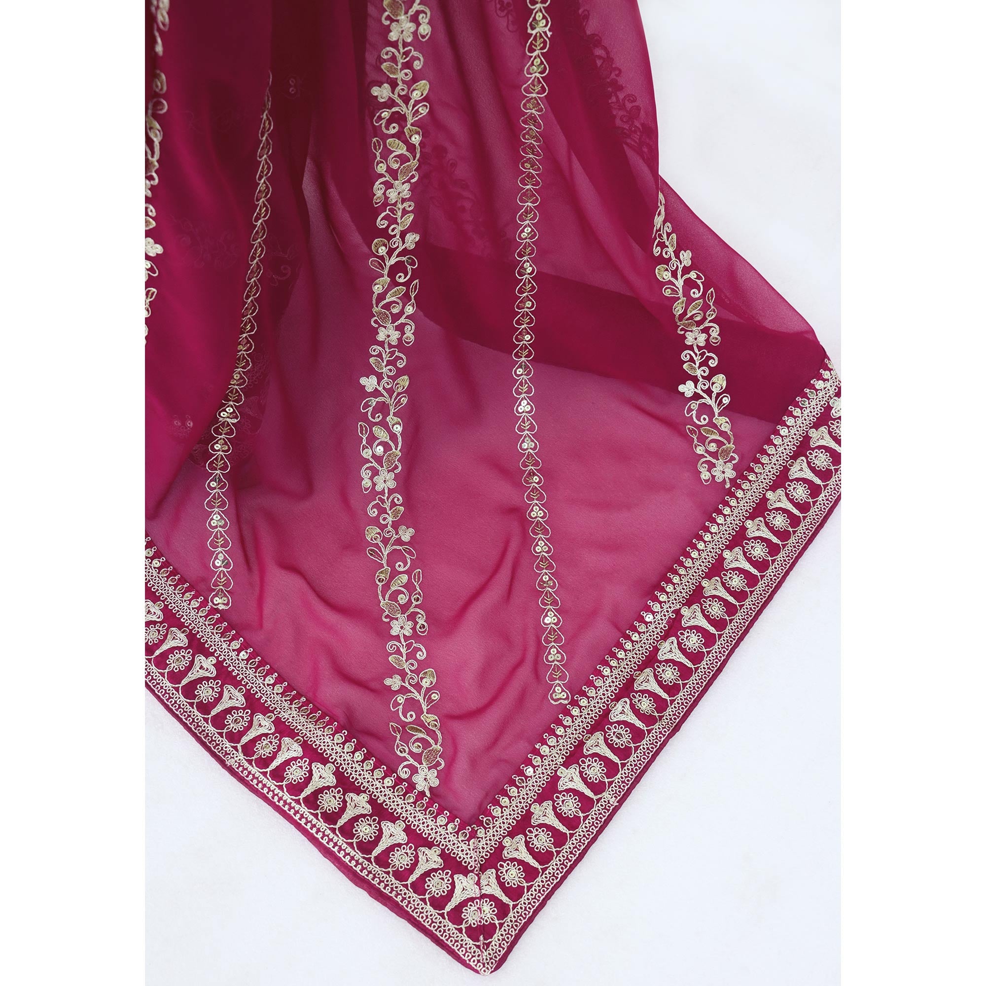 Pink Sequins Embroidered Georgette Saree