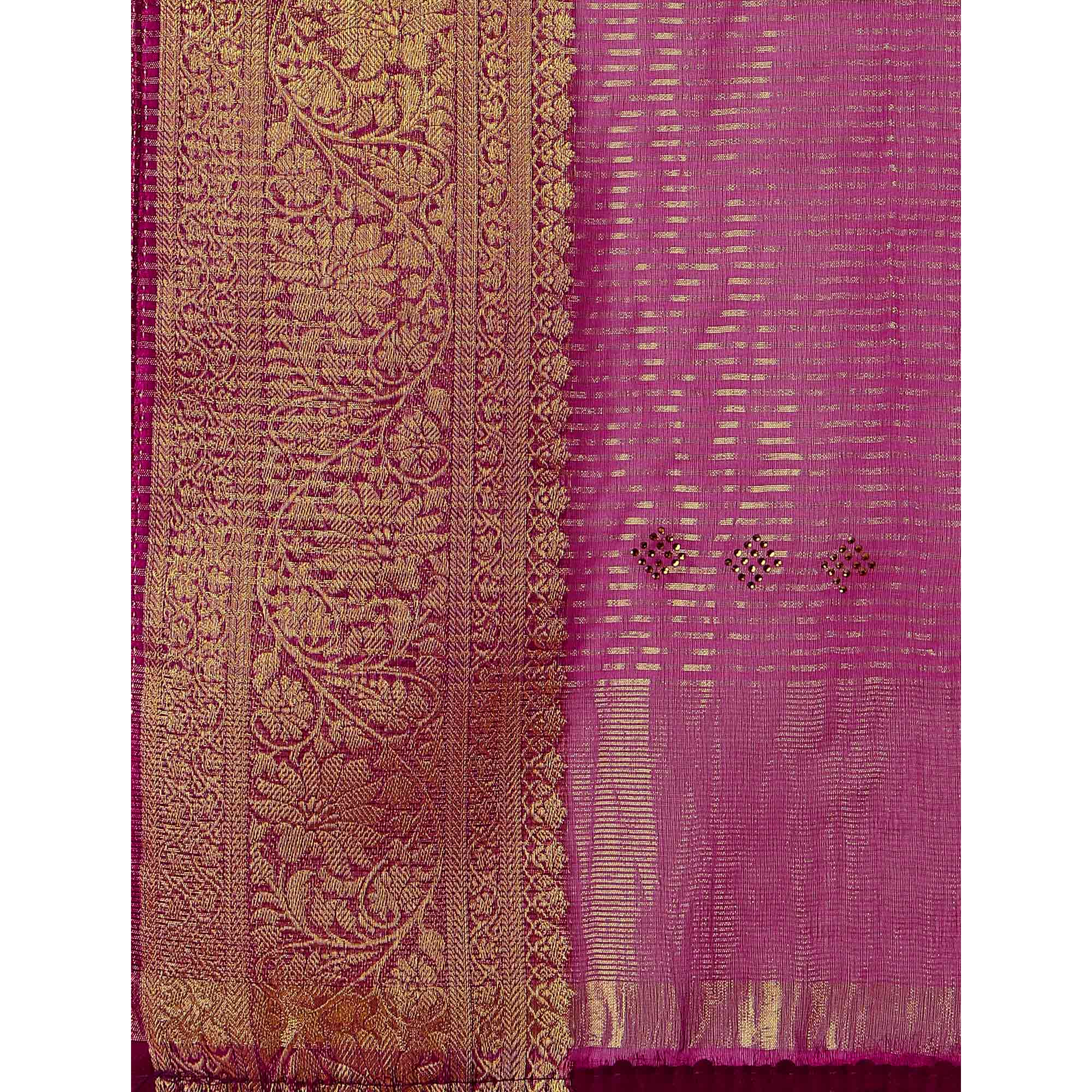 Purple Floral Embroidered Organza Saree