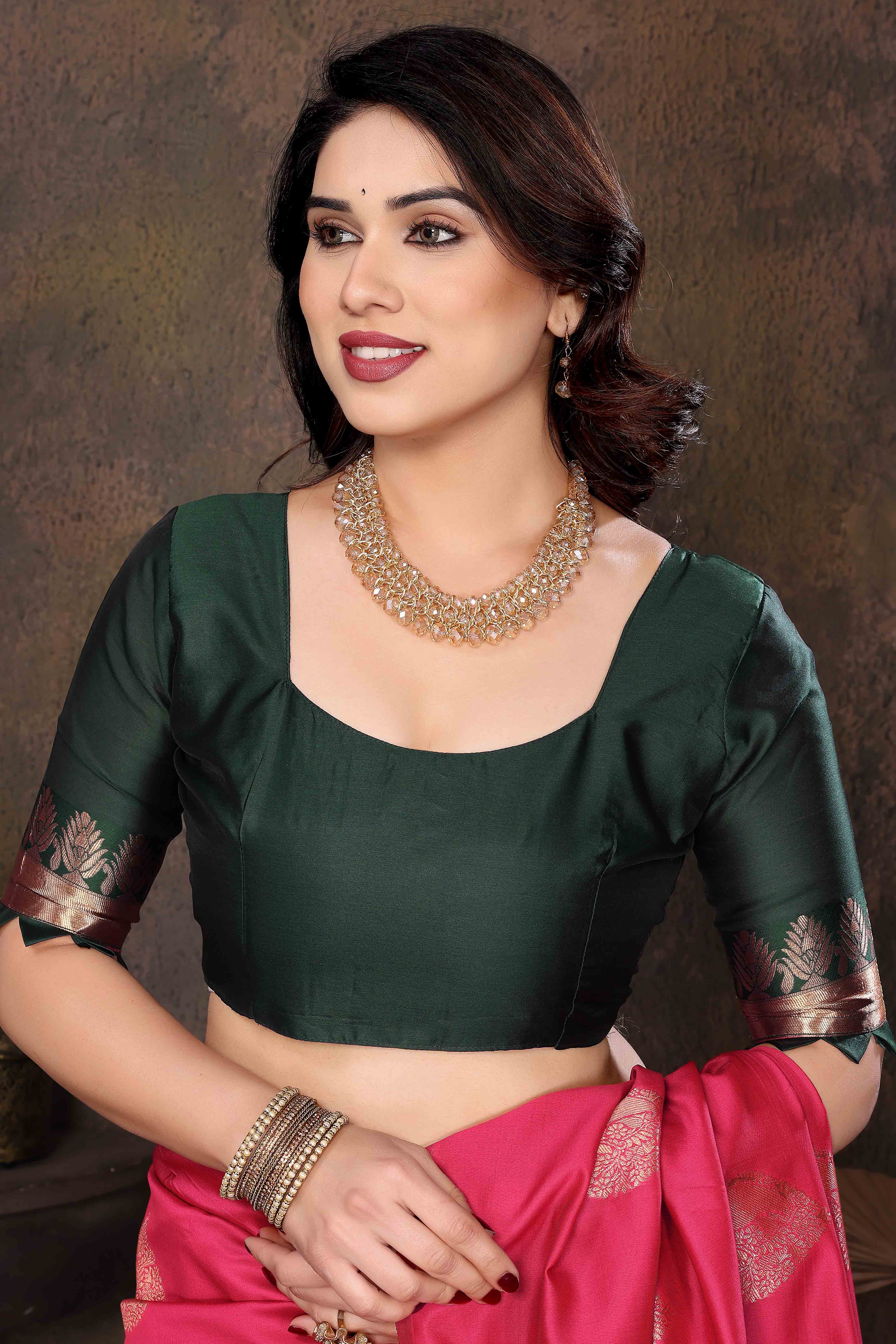 Pink Banarasi Silk Saree With Intricate Zari Weaving