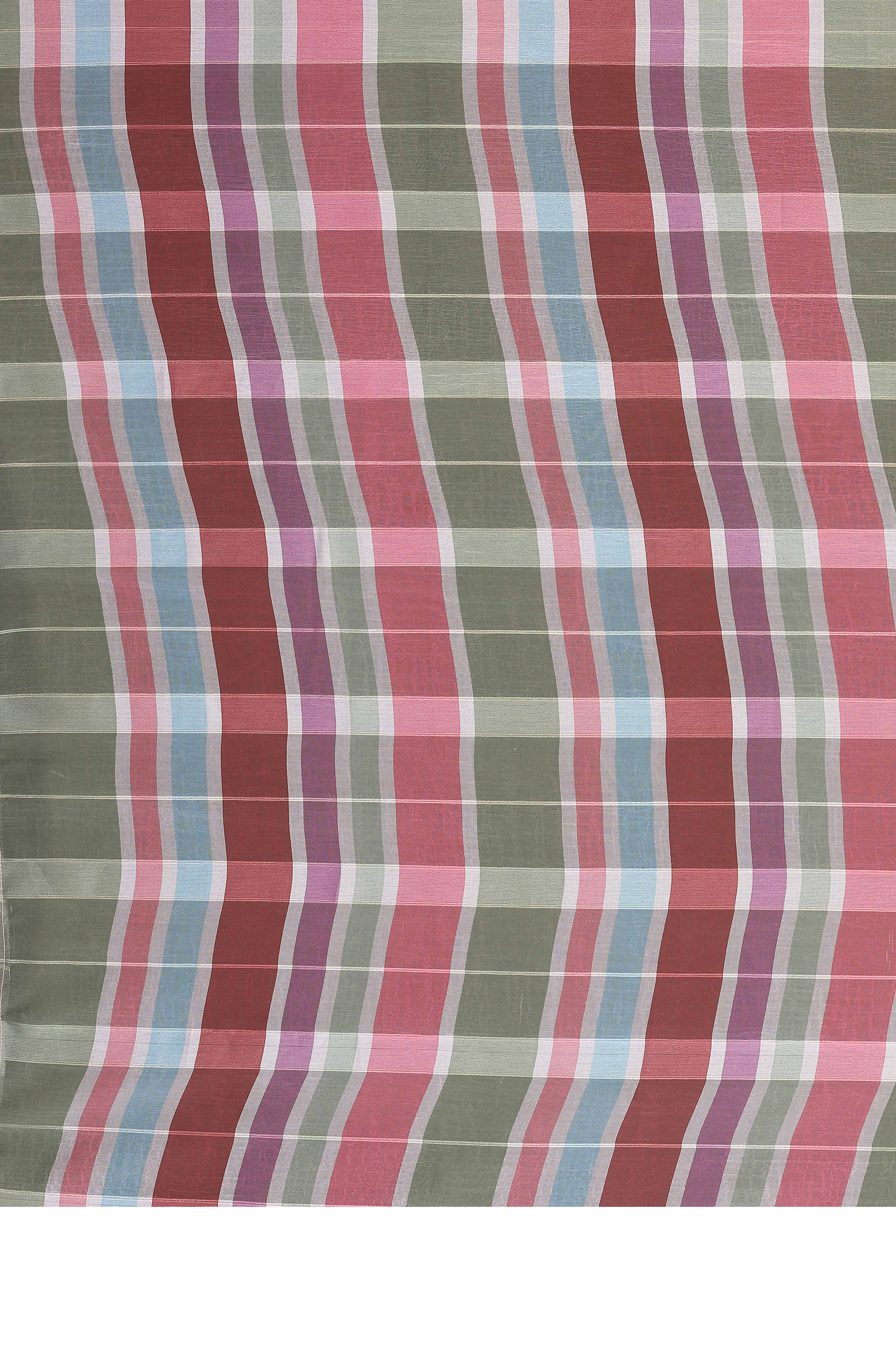 Graceful Multicolor Digital Print Georgette Saree Featuring Zari Work & Vibrant Striped