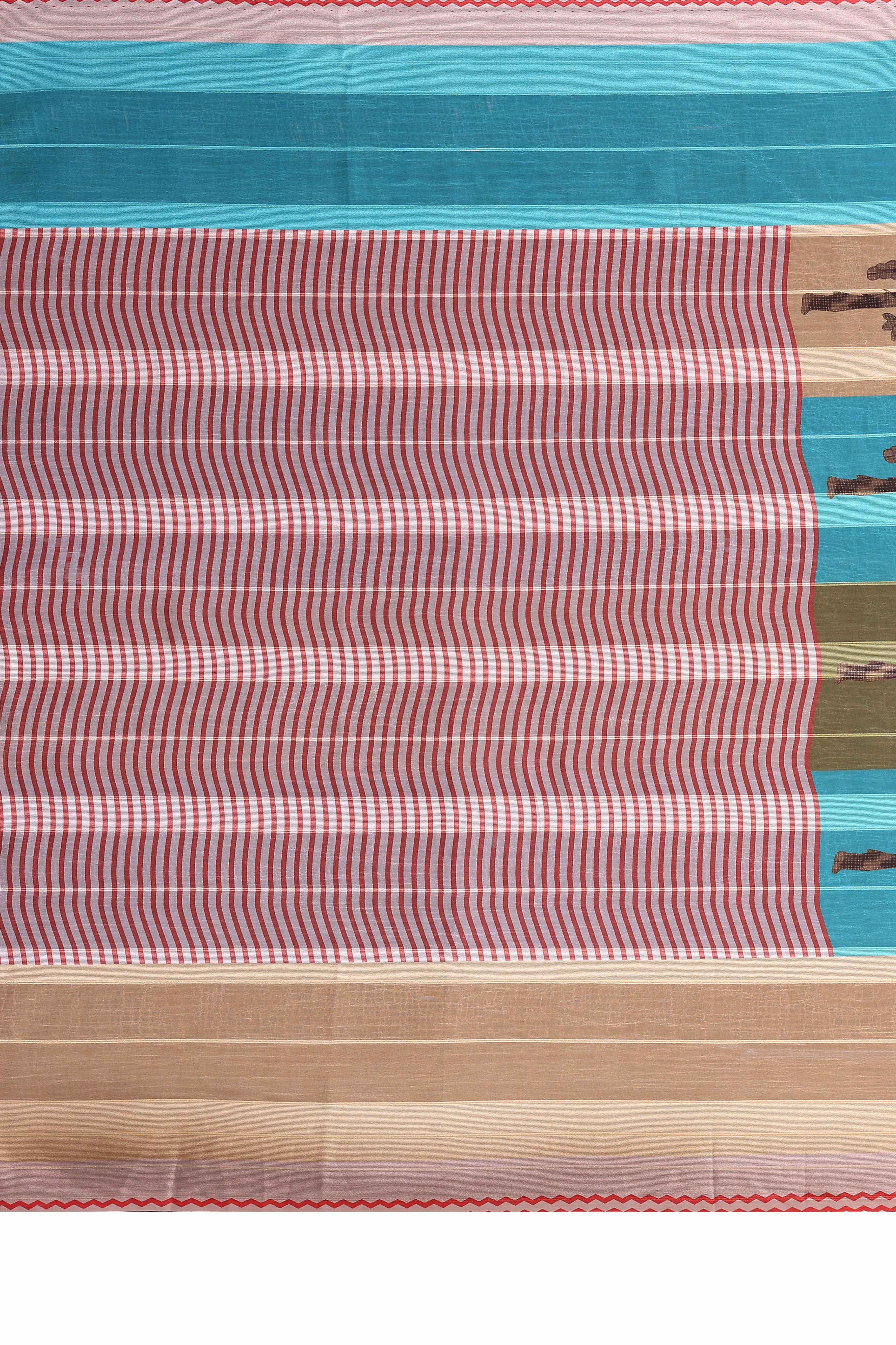 Premium Multicolor Digital Printed Georgette Saree Featuring Delicate Zari & Bright Striped