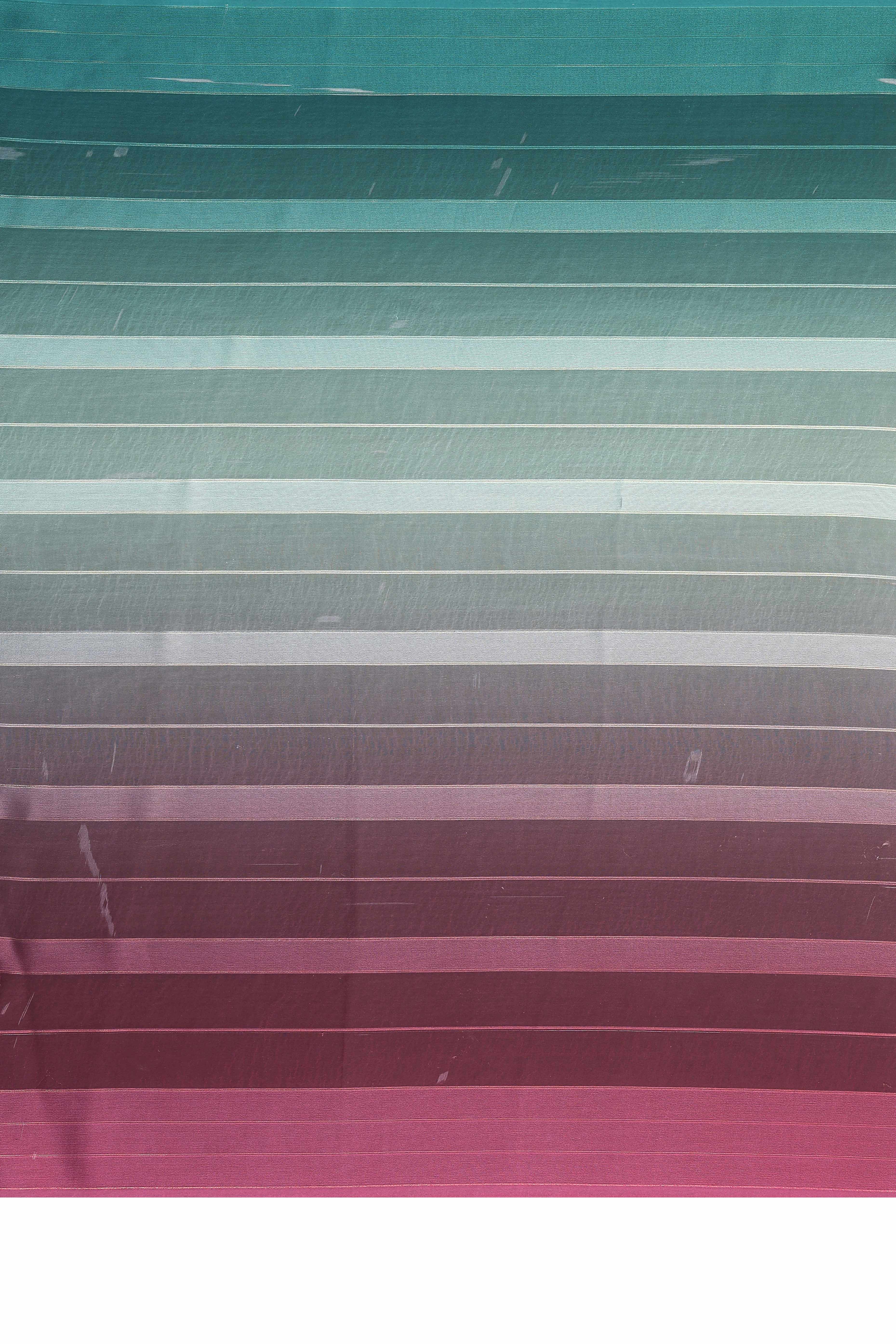 Premium Teal & Green Digital Printed Georgette Saree Featuring Delicate Zari & Bright Striped