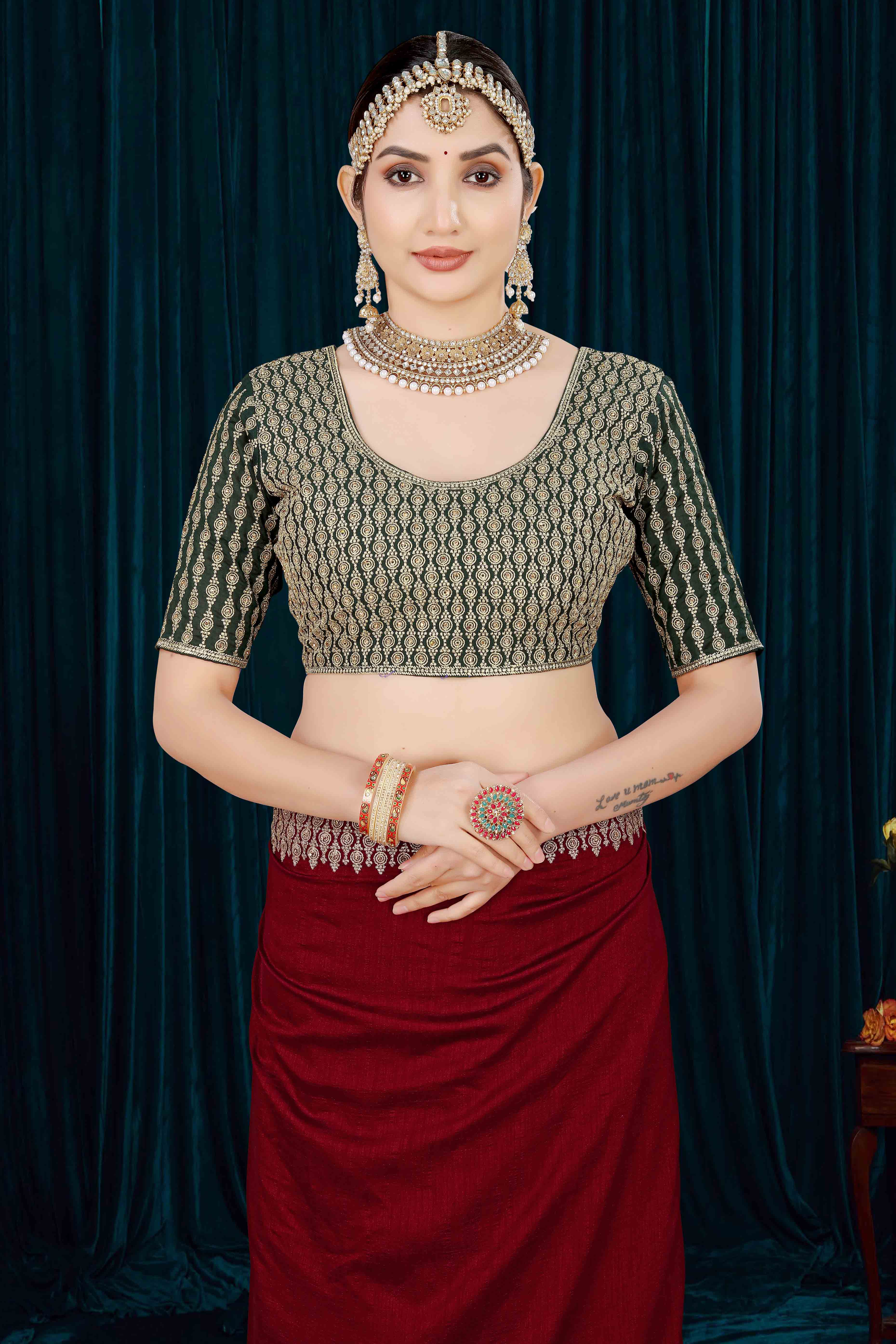 Maroon Solid With Zari Embroidered Vichitra Silk Saree