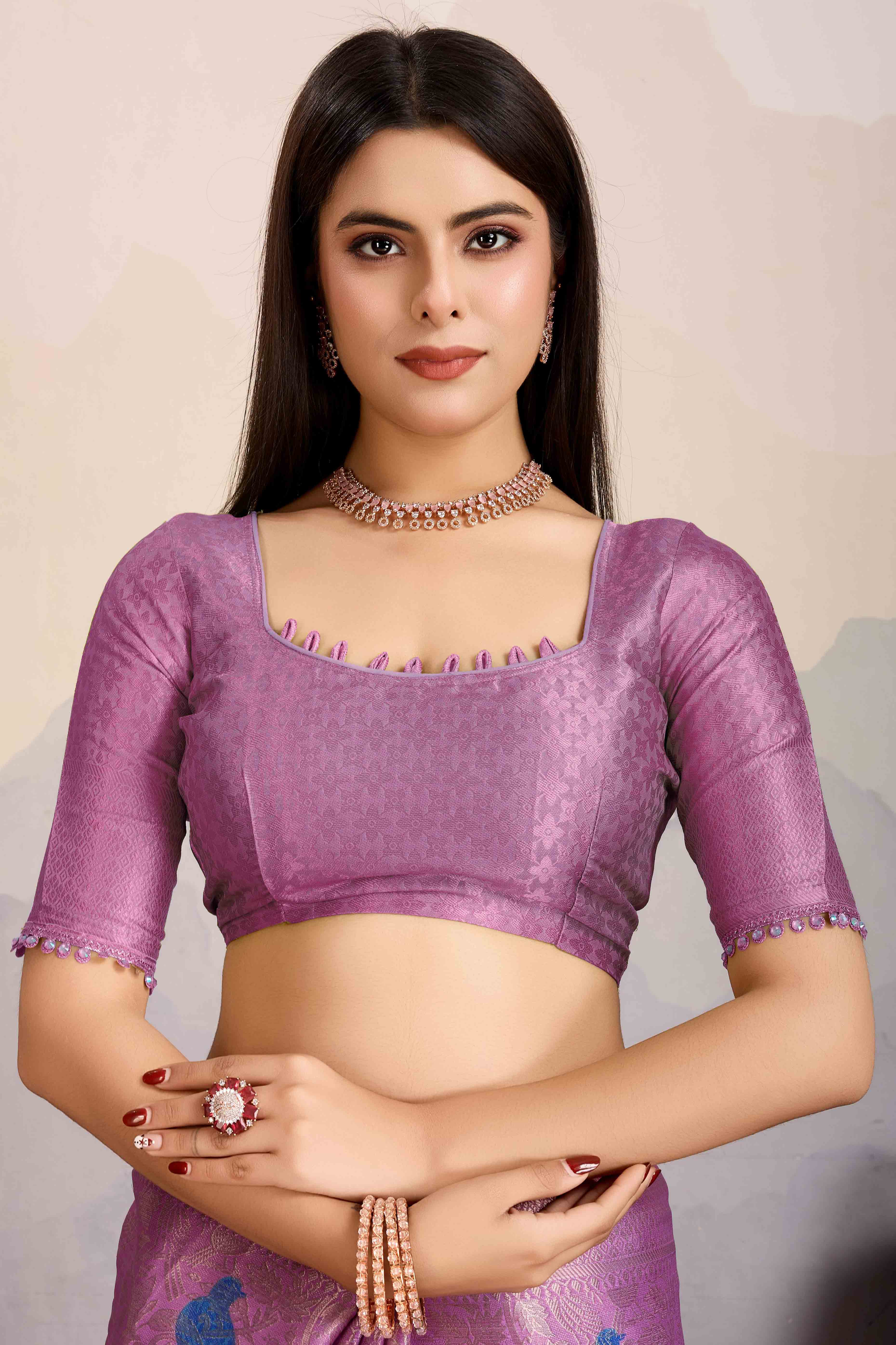 Purple Zari Weaving Mysore Brocade Silk Saree