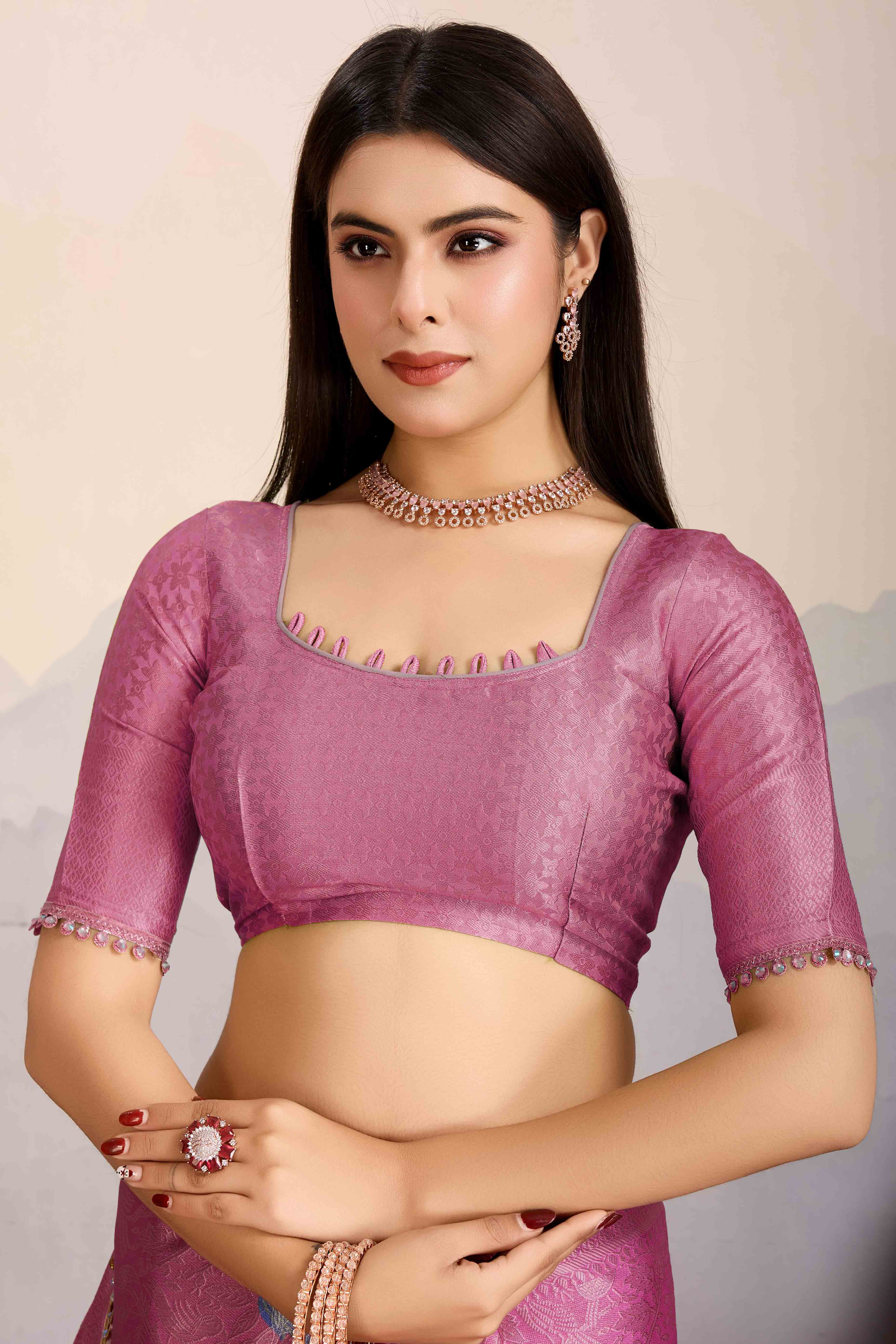 Pink Zari Weaving Mysore Brocade Silk Saree