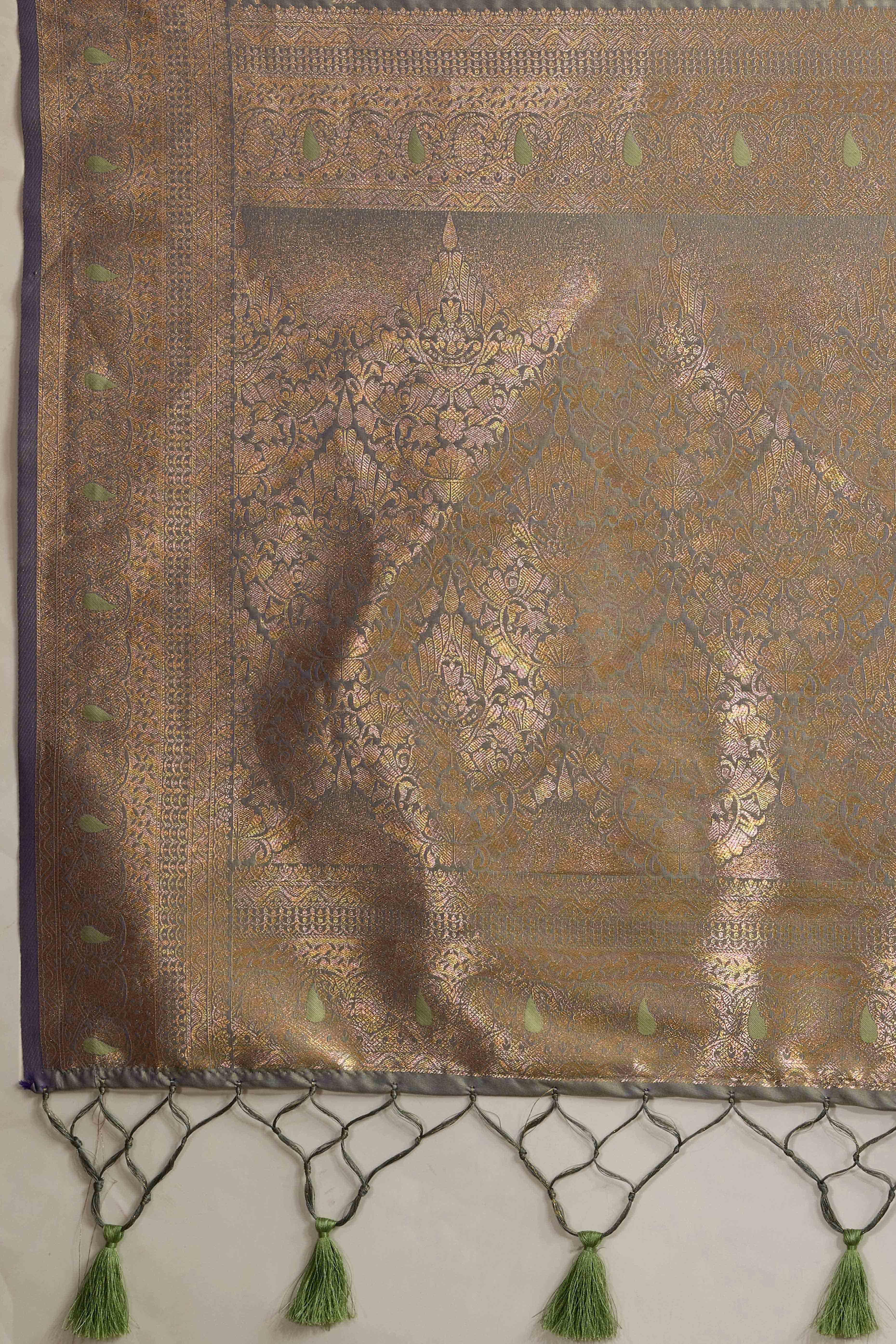 Blue Dual Tone Banarasi Silk Saree Accented with Meenakari Weaves