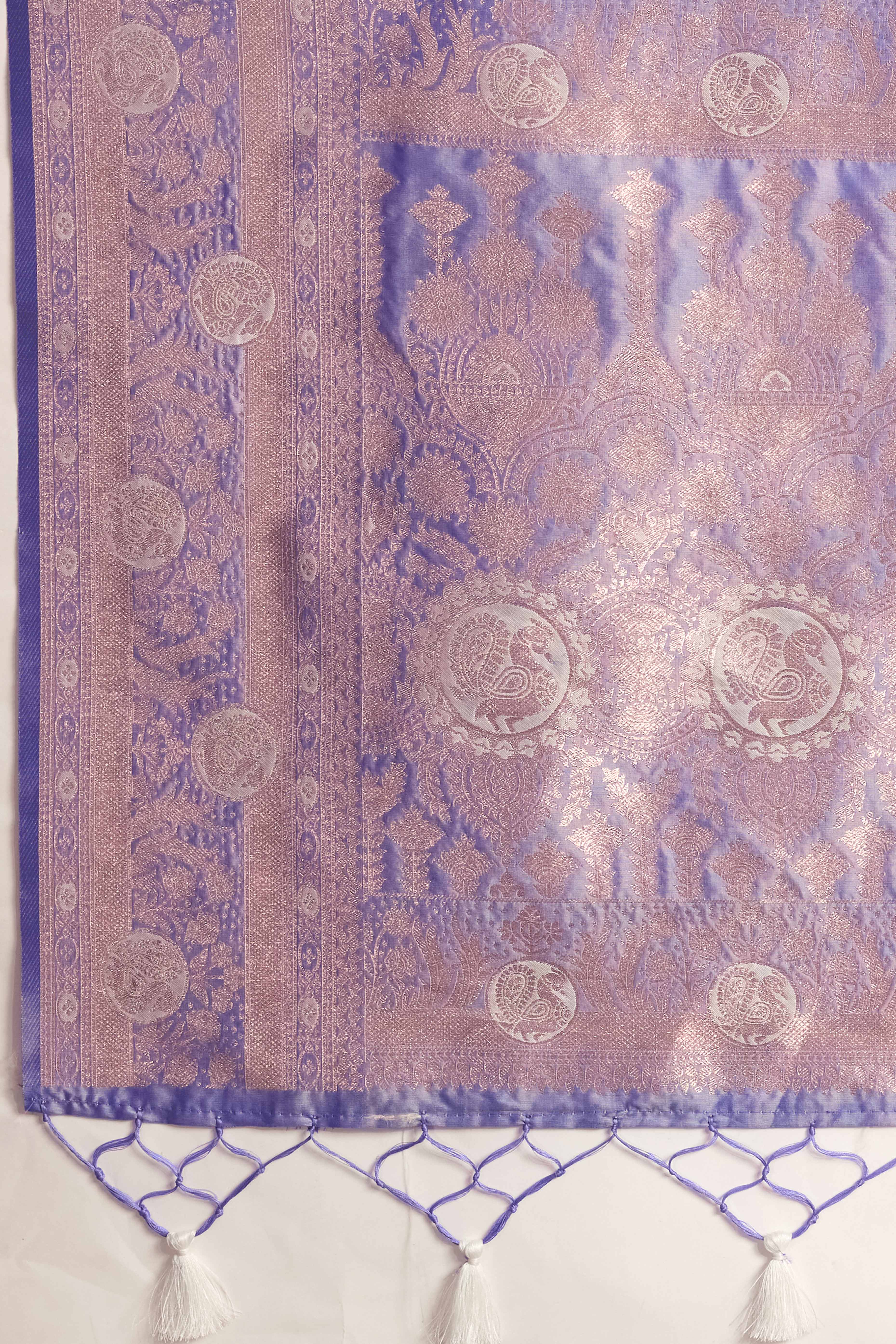 Lavender Dual Tone Banarasi Silk Saree Accented with Meenakari Weaves