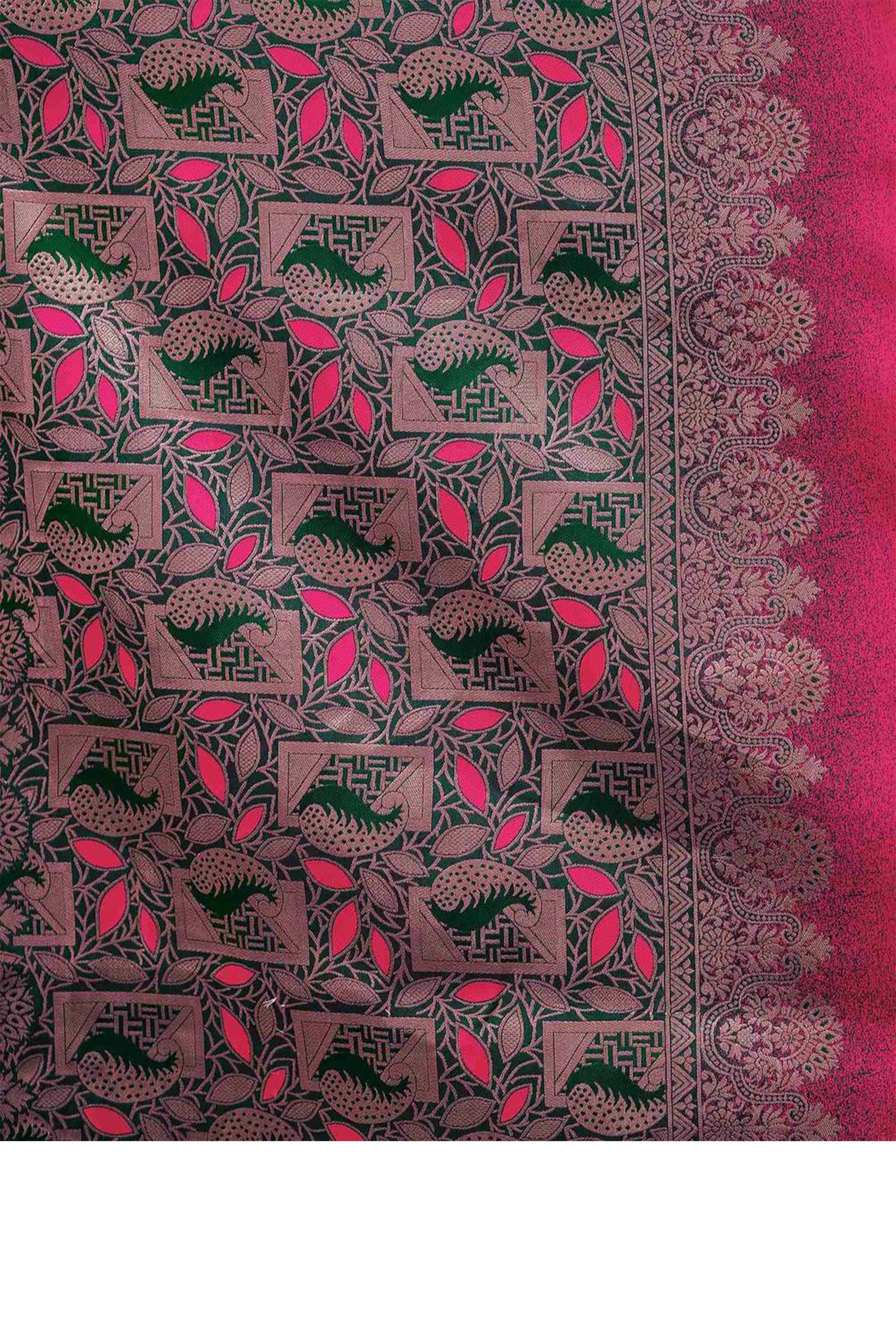 Pink Banarasi Silk Saree Adorned with Elegant Floral Zari Weaving