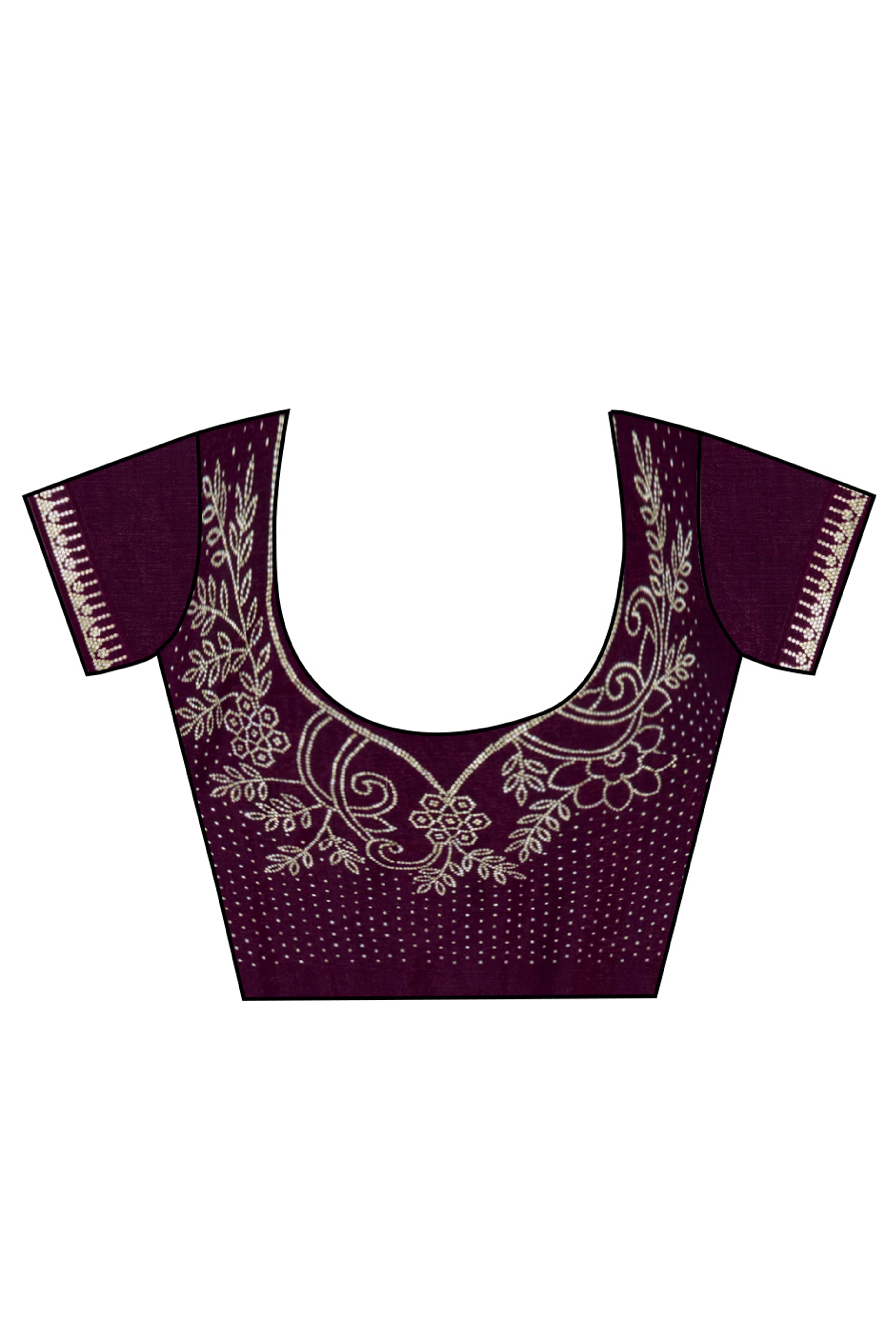 Wine Solid Chiffon Saree With Sparkling Zarkan Border & Latkan Pallu