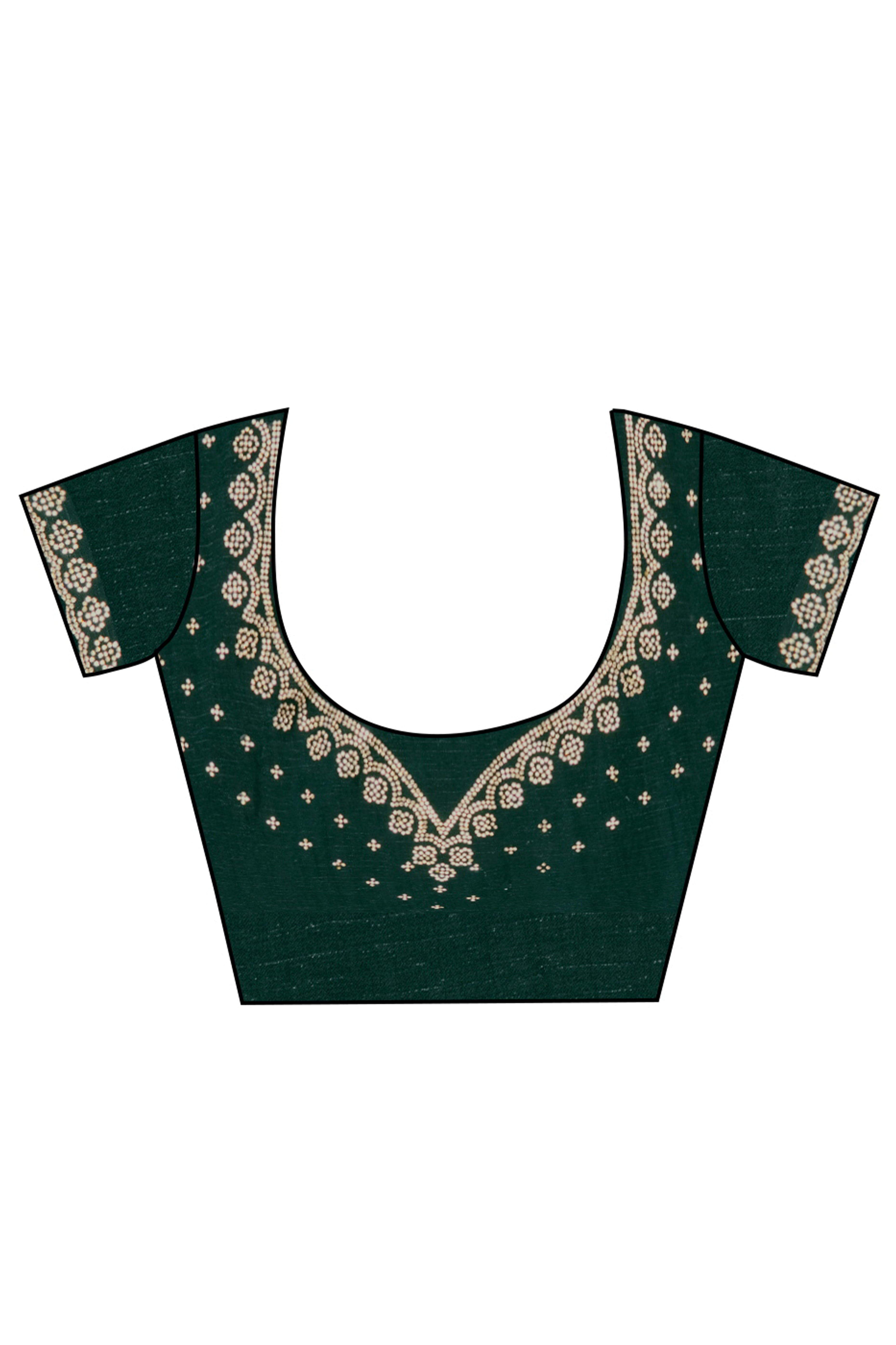 Green Solid Chiffon Saree With Sparkling Zarkan Border & Latkan Pallu