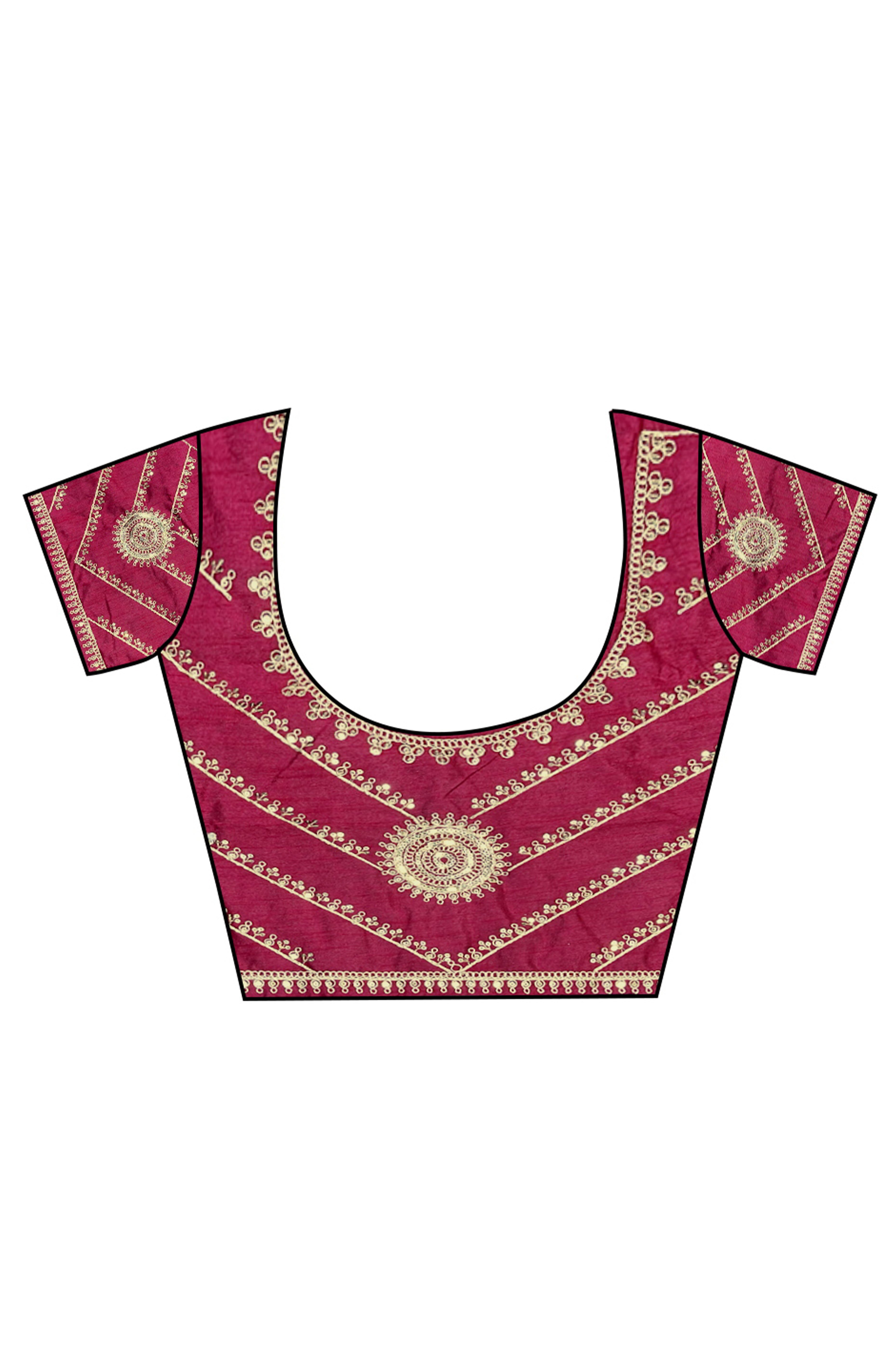 Wine Zari Embroidered Georgette Saree Accented With Sequins