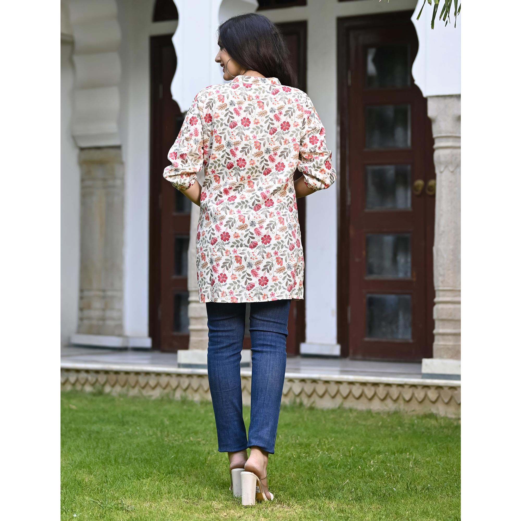 Pink Floral Printed Rayon Top