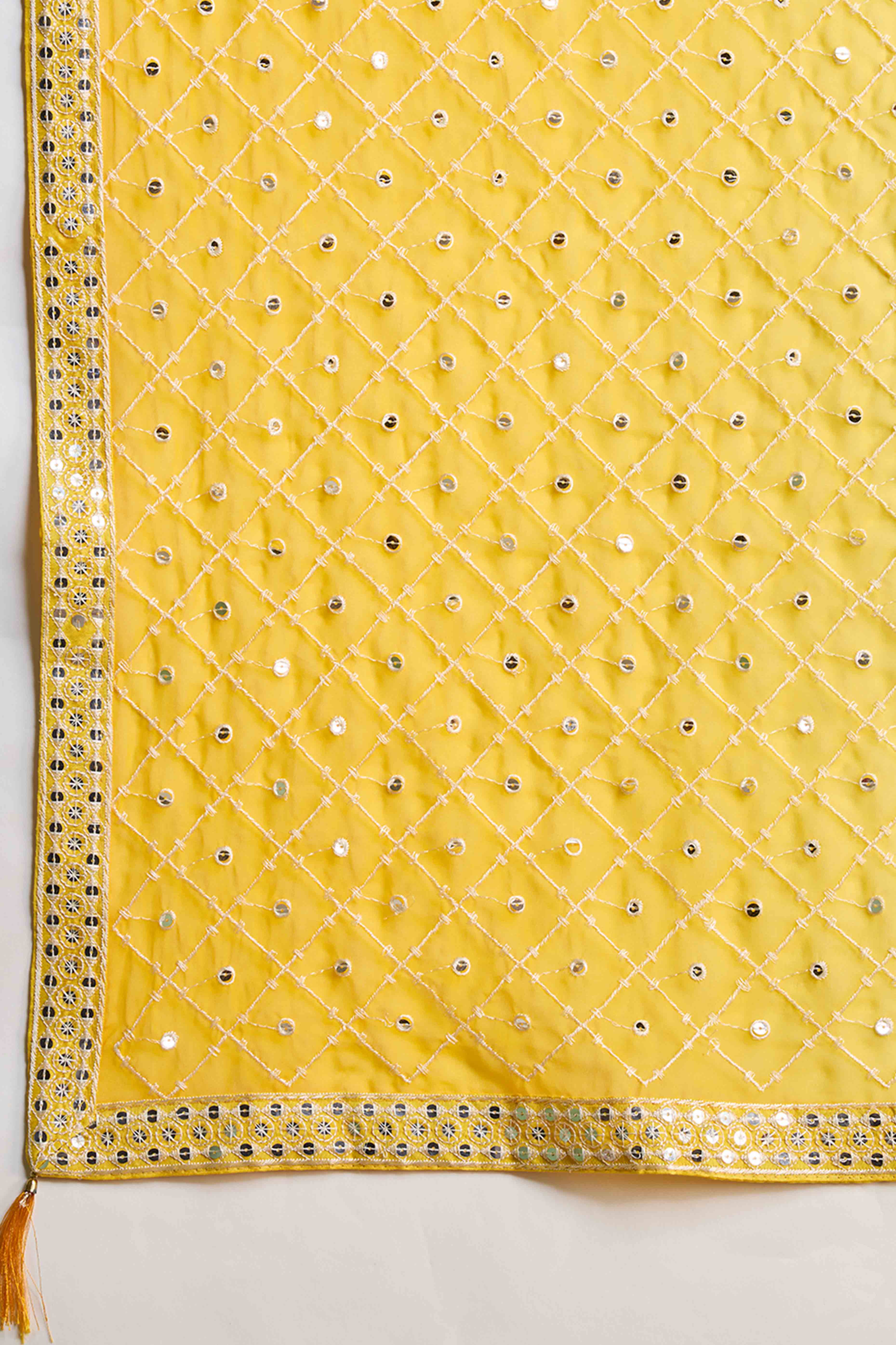 Yellow Georgette Saree Enhanced with Elegant Sequins Embellishments