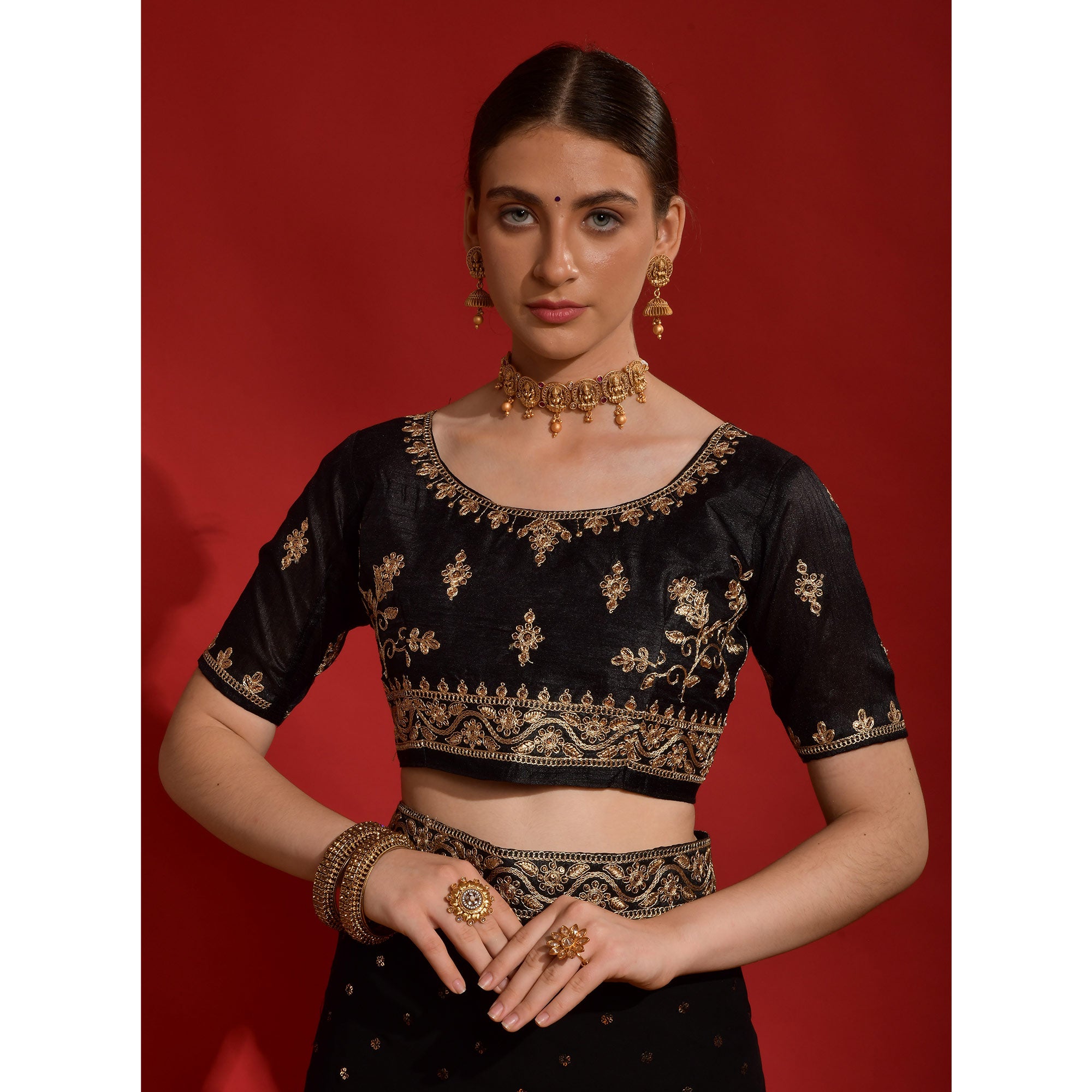 Black Sequins Embroidered Georgette Saree