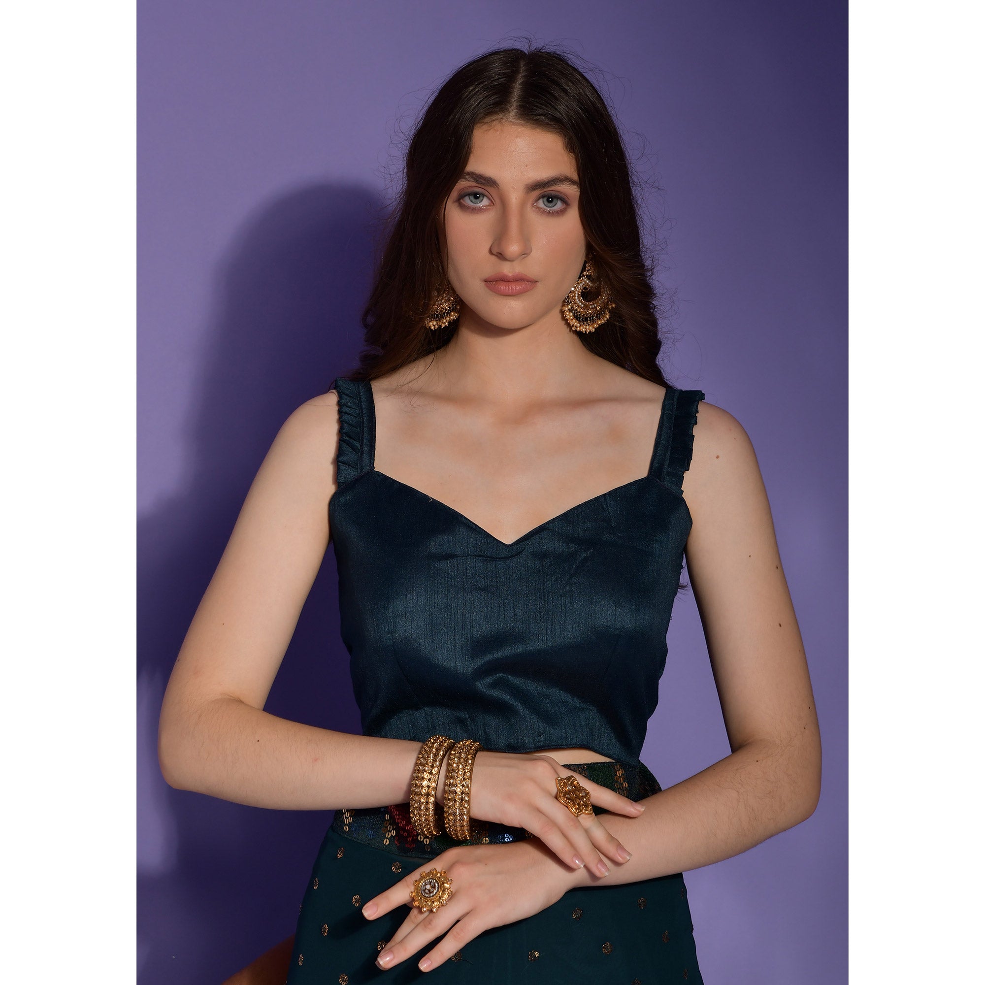 Blue Sequins Embroidered Georgette Saree