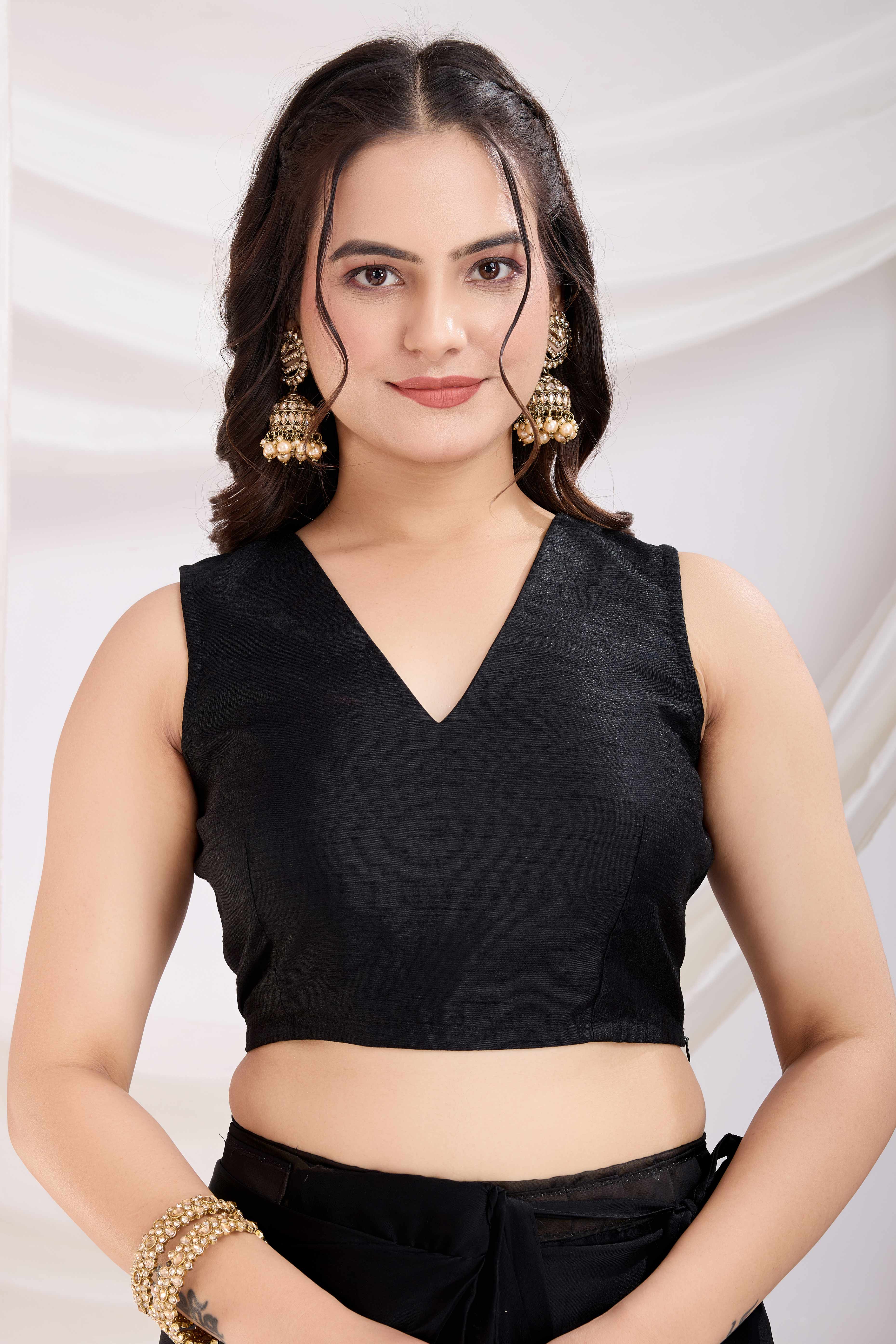 Black Floral Swarovski Work Rangoli Art Silk Ready To Wear Saree