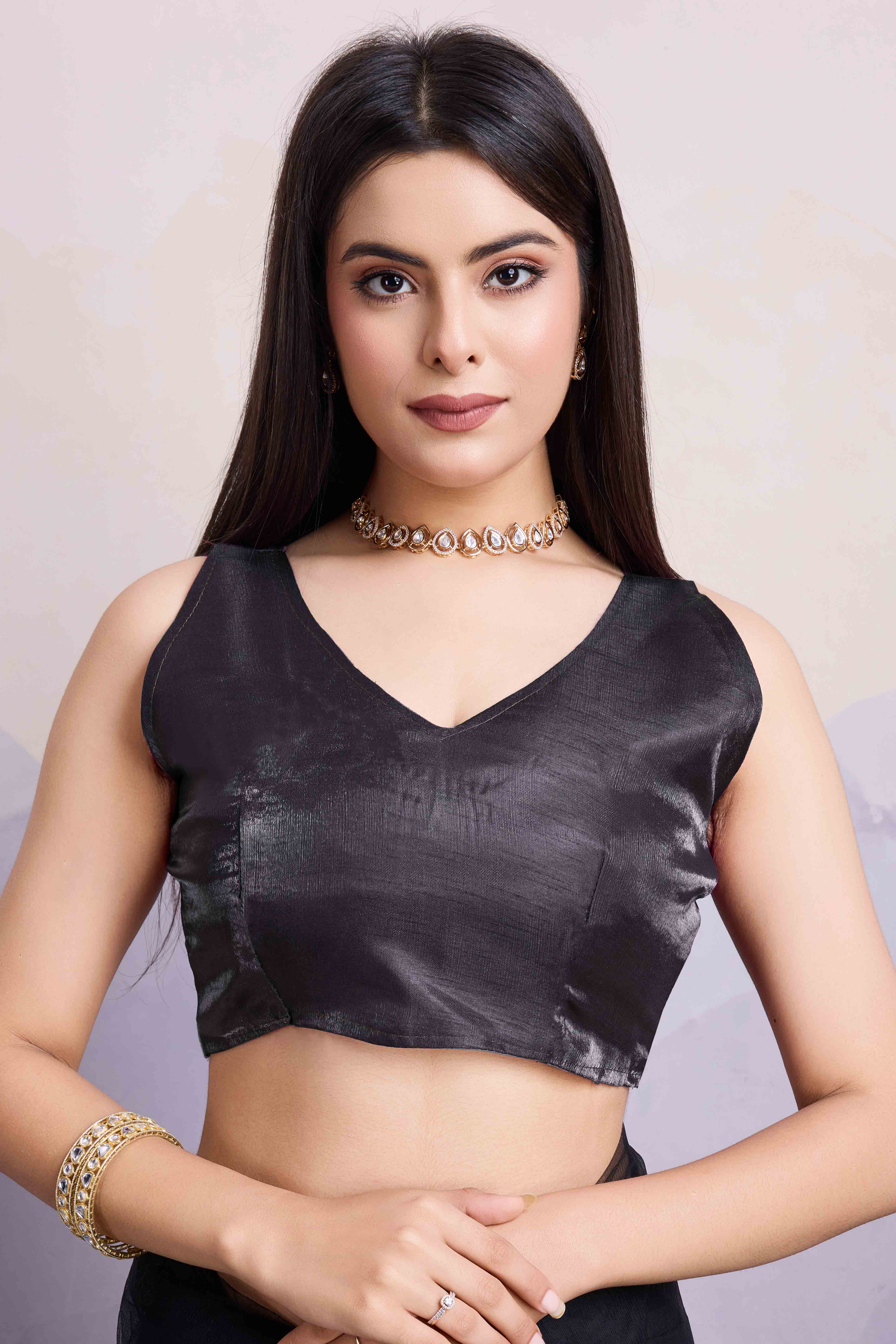 Black Floral Embroidered Net Saree