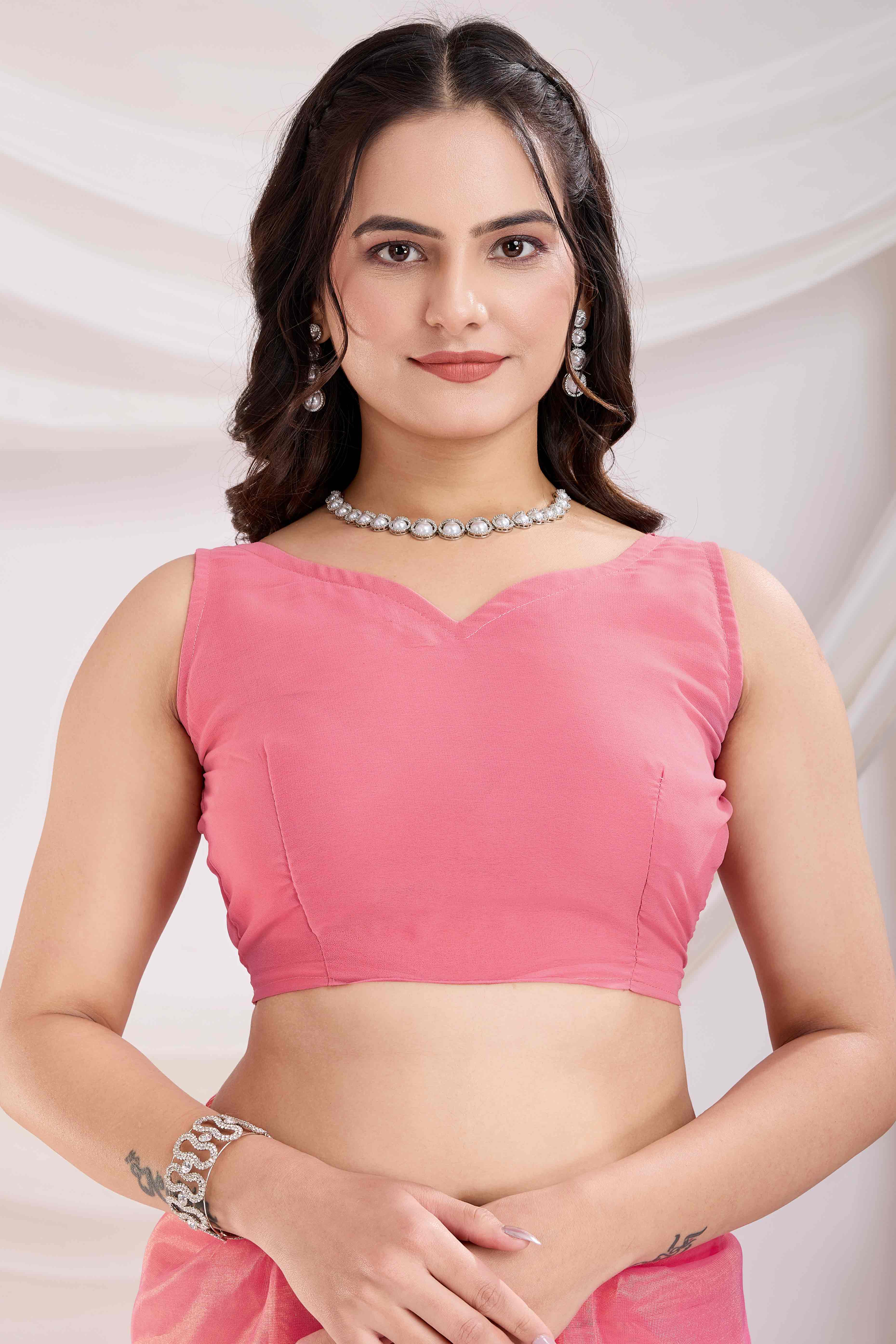 Gajari Pink Twill Net Saree Embellished With Sequin Floral Embroidery
