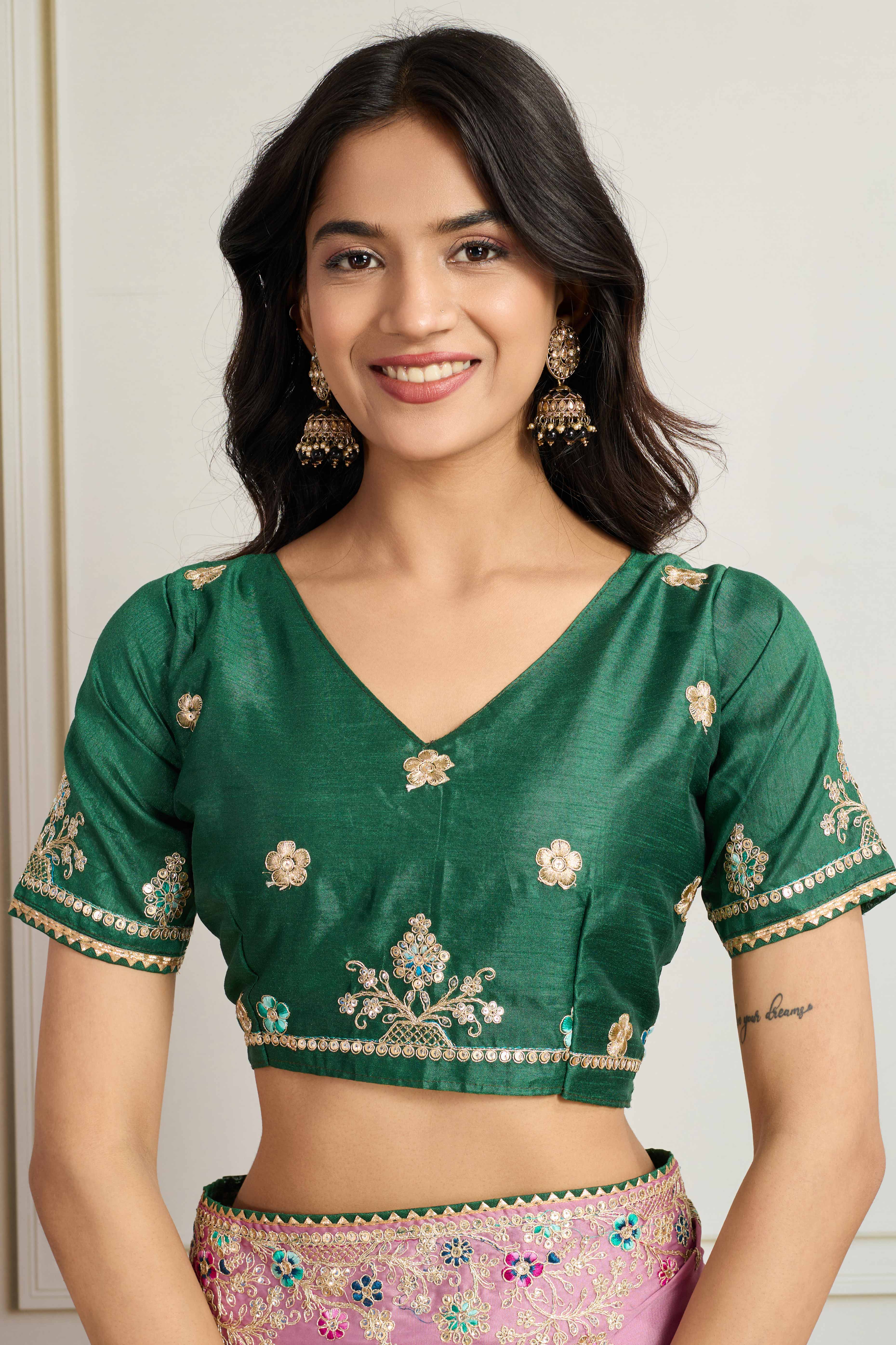 Pink Star Georgette Party Saree with Sequins and Floral Embroidery