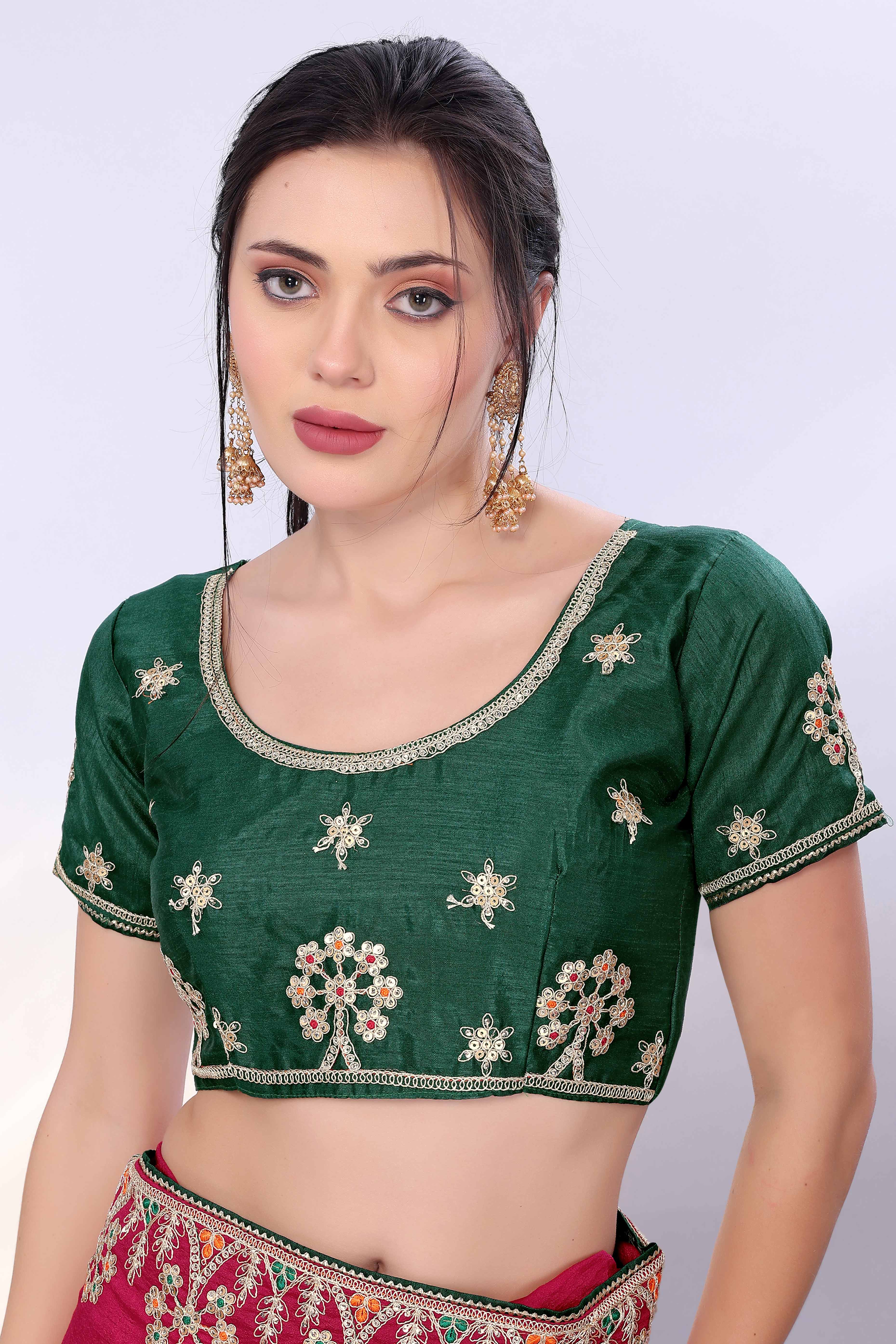 Pink Vichitra Silk Saree Embellished With Floral Cording Embroidery & Sparkling Sequins