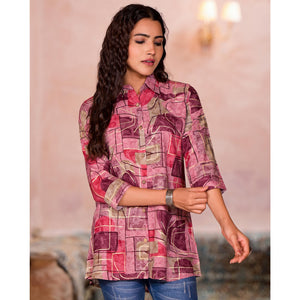 Purple Foil Printed Rayon Top