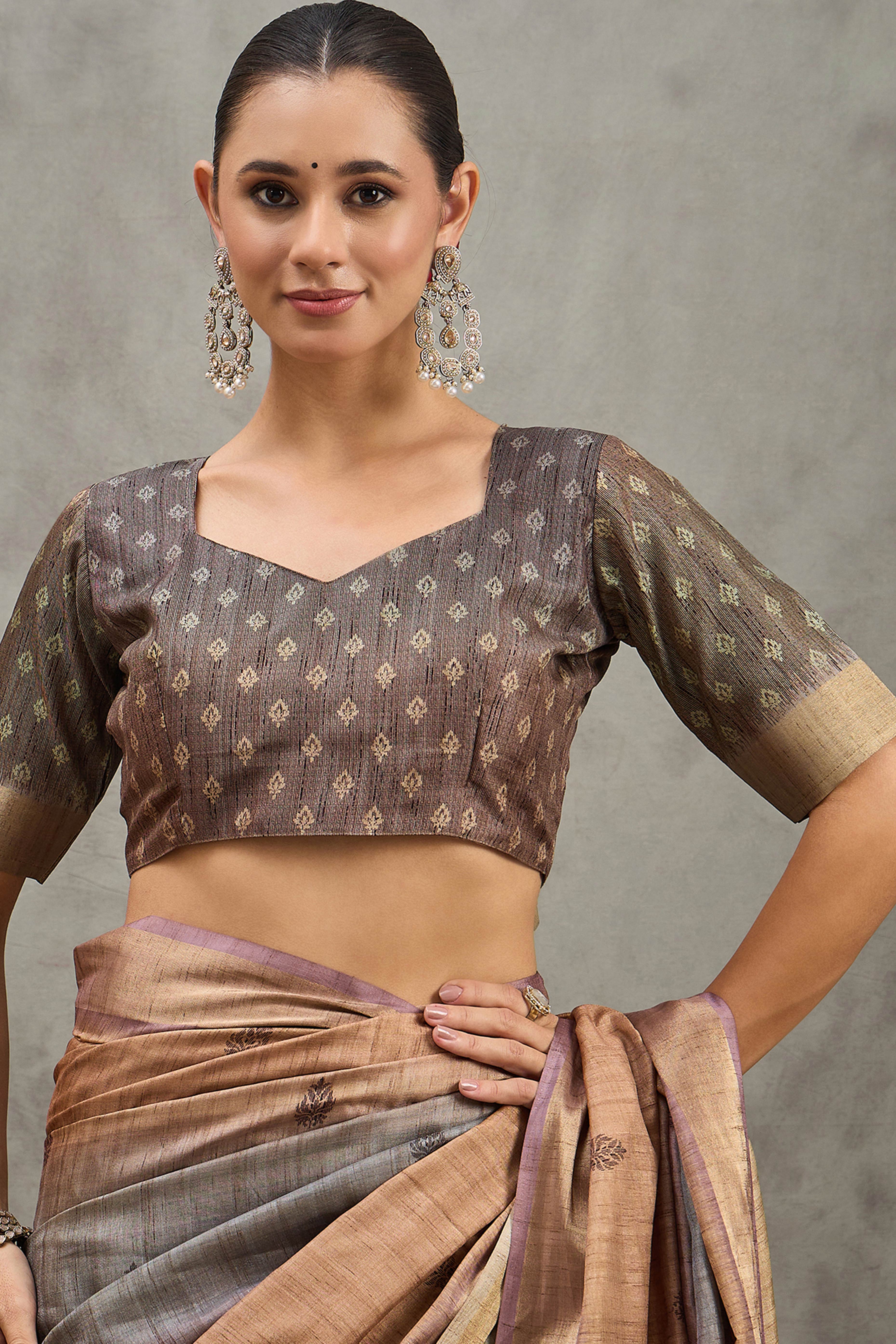 Beige Festive Wear Art Silk Saree Featuring Intricate Floral Print