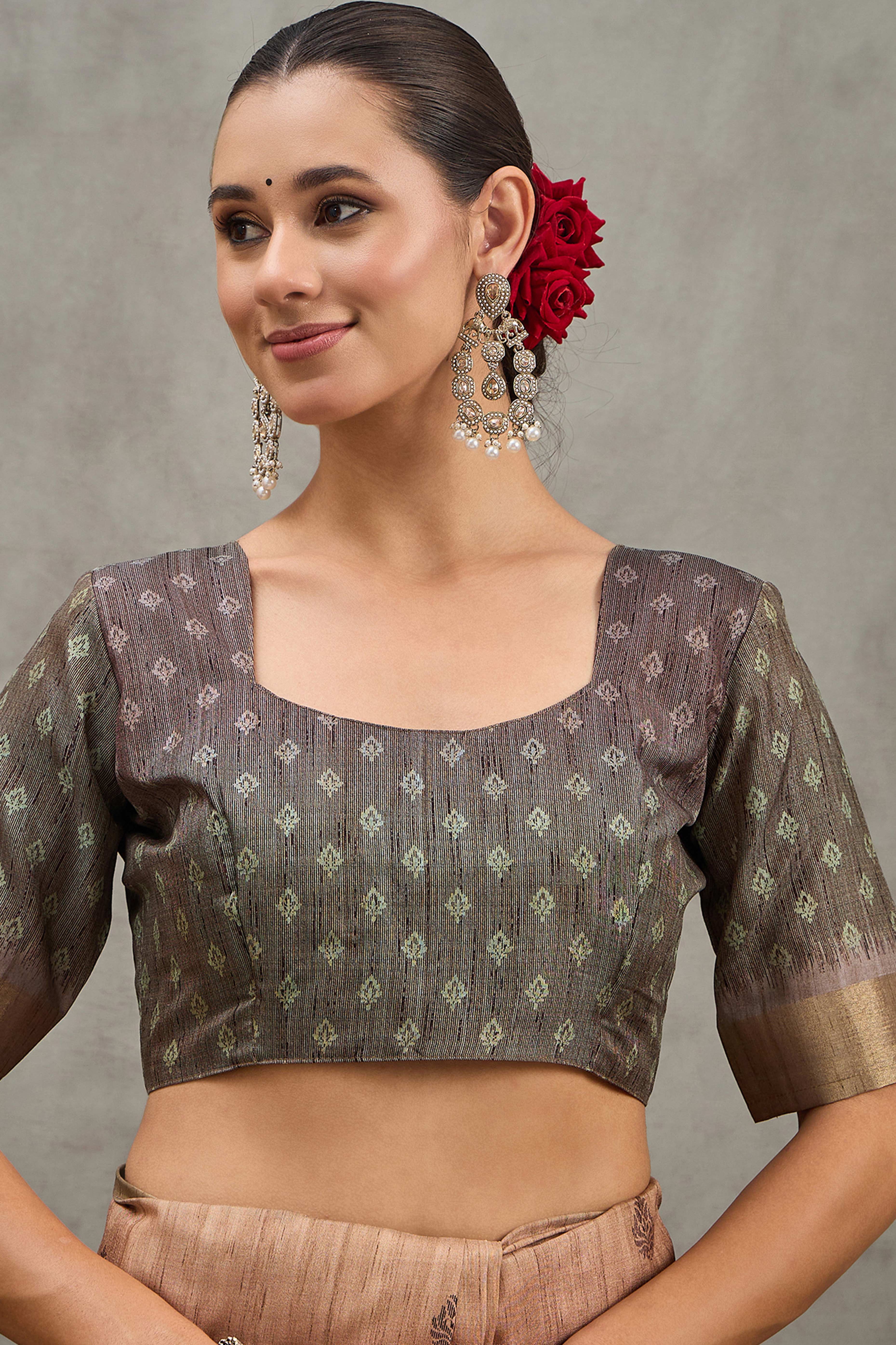 Beige Festive Wear Art Silk Saree Featuring Intricate Floral Weaving