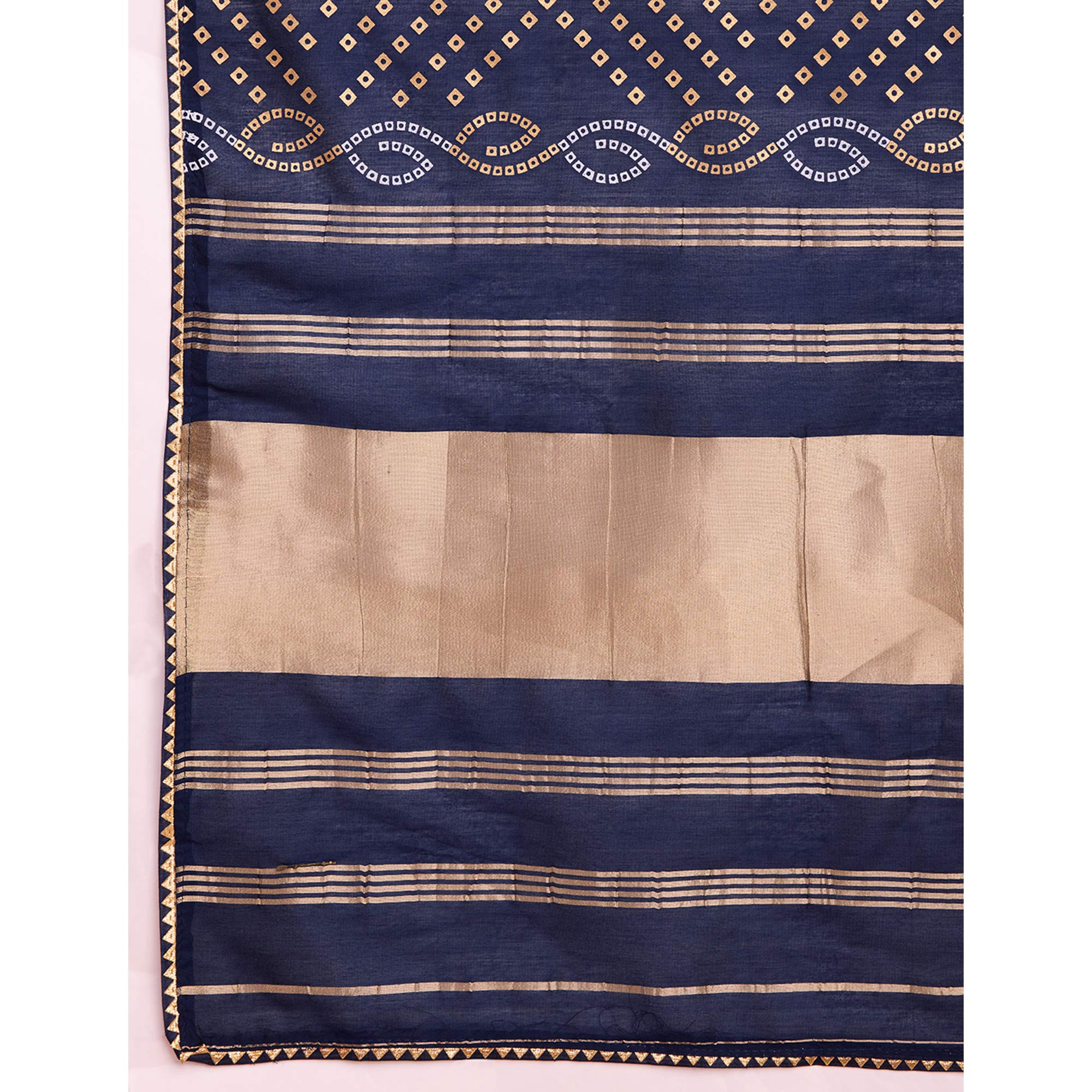 Blue Bandhani Printed Cotton Silk Saree