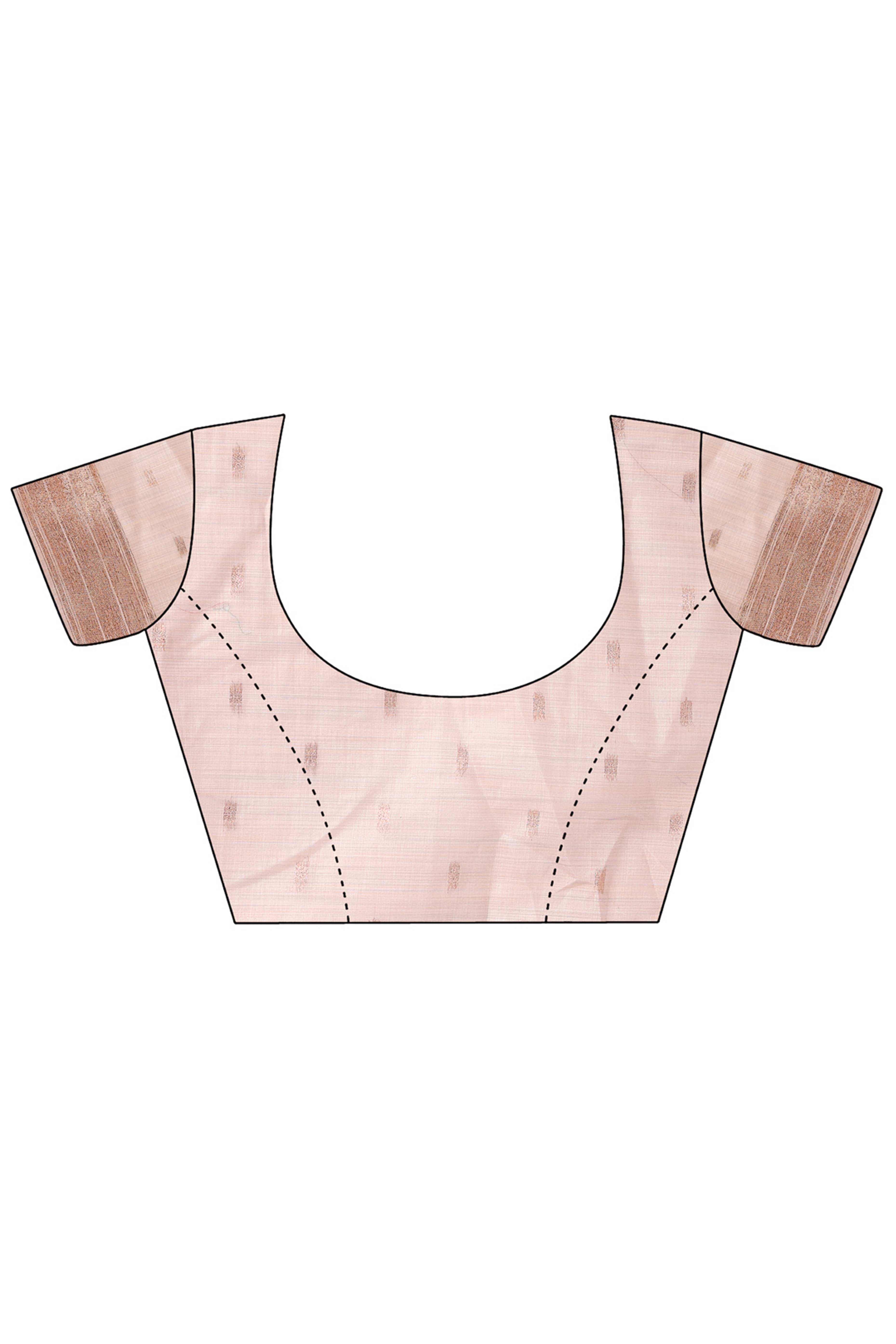 Cream Floral Woven Linen Cotton Saree Accented With Peacock Motif Pallu & Zari Border