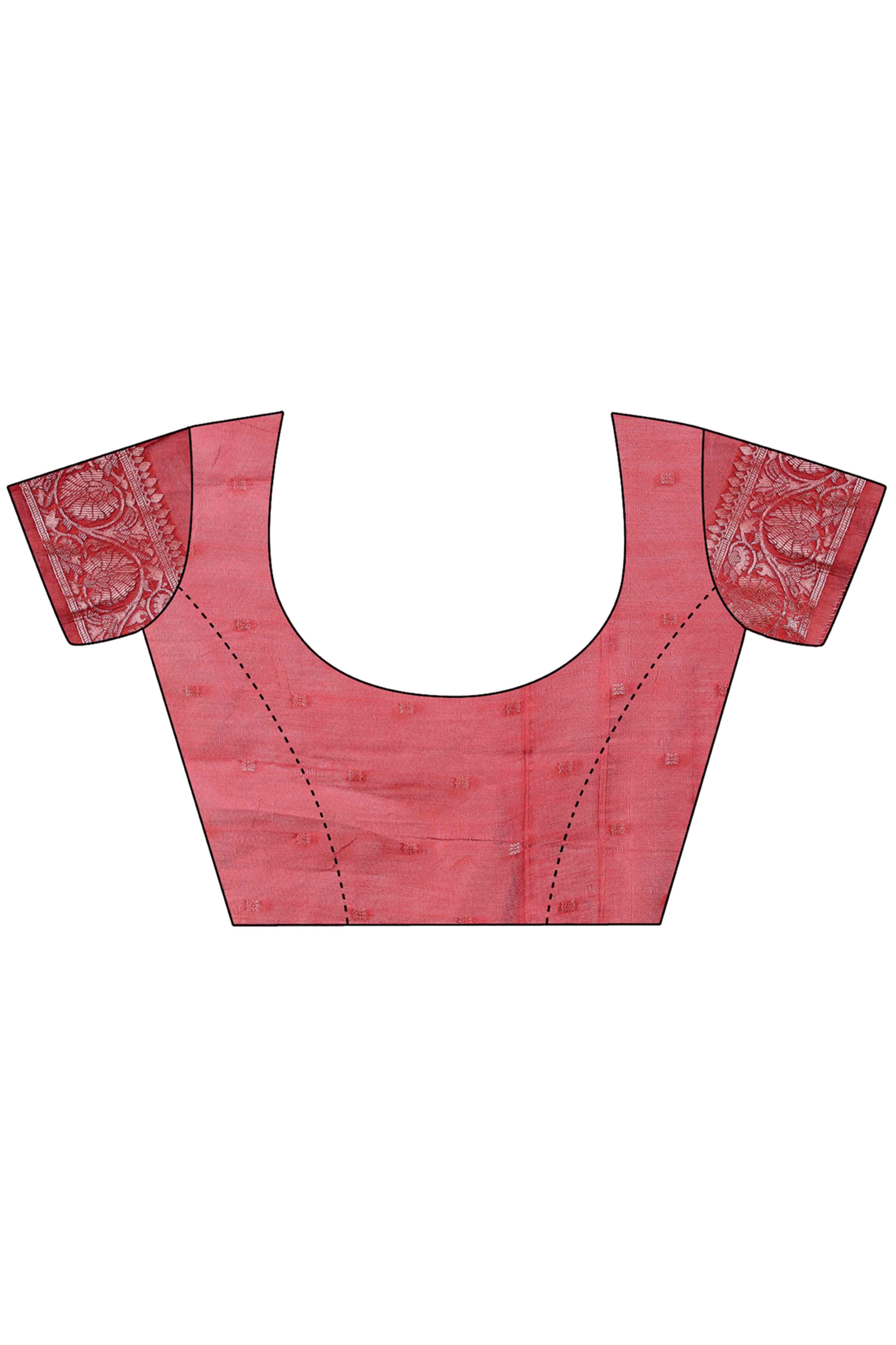 Deep Rose Pink Linen Cotton Silk Saree Adorned With Intricate Floral Zari Weaving & Tassel Pallu