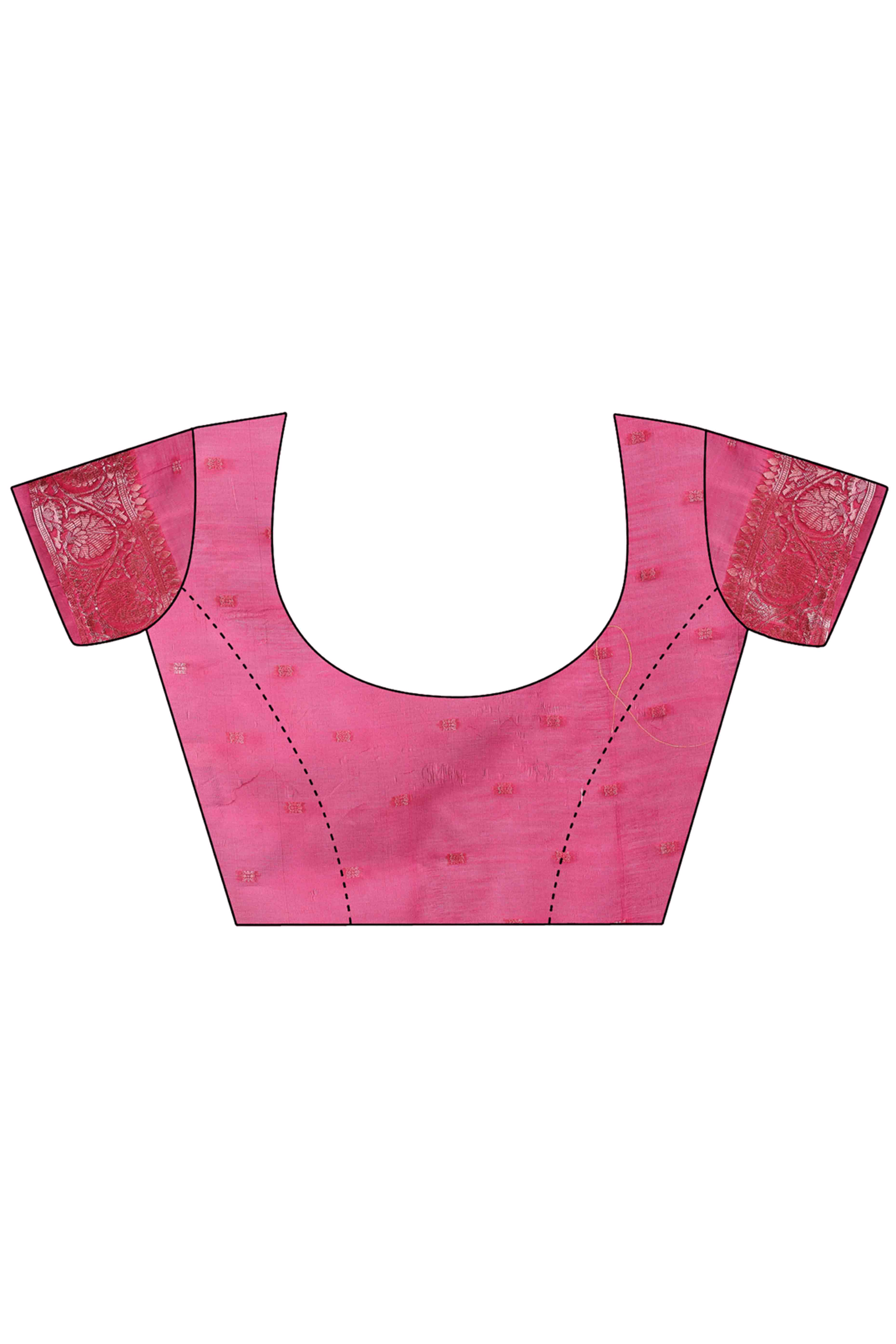 Pink Linen Cotton Silk Saree Adorned With Intricate Floral Zari Weaving & Tassel Pallu